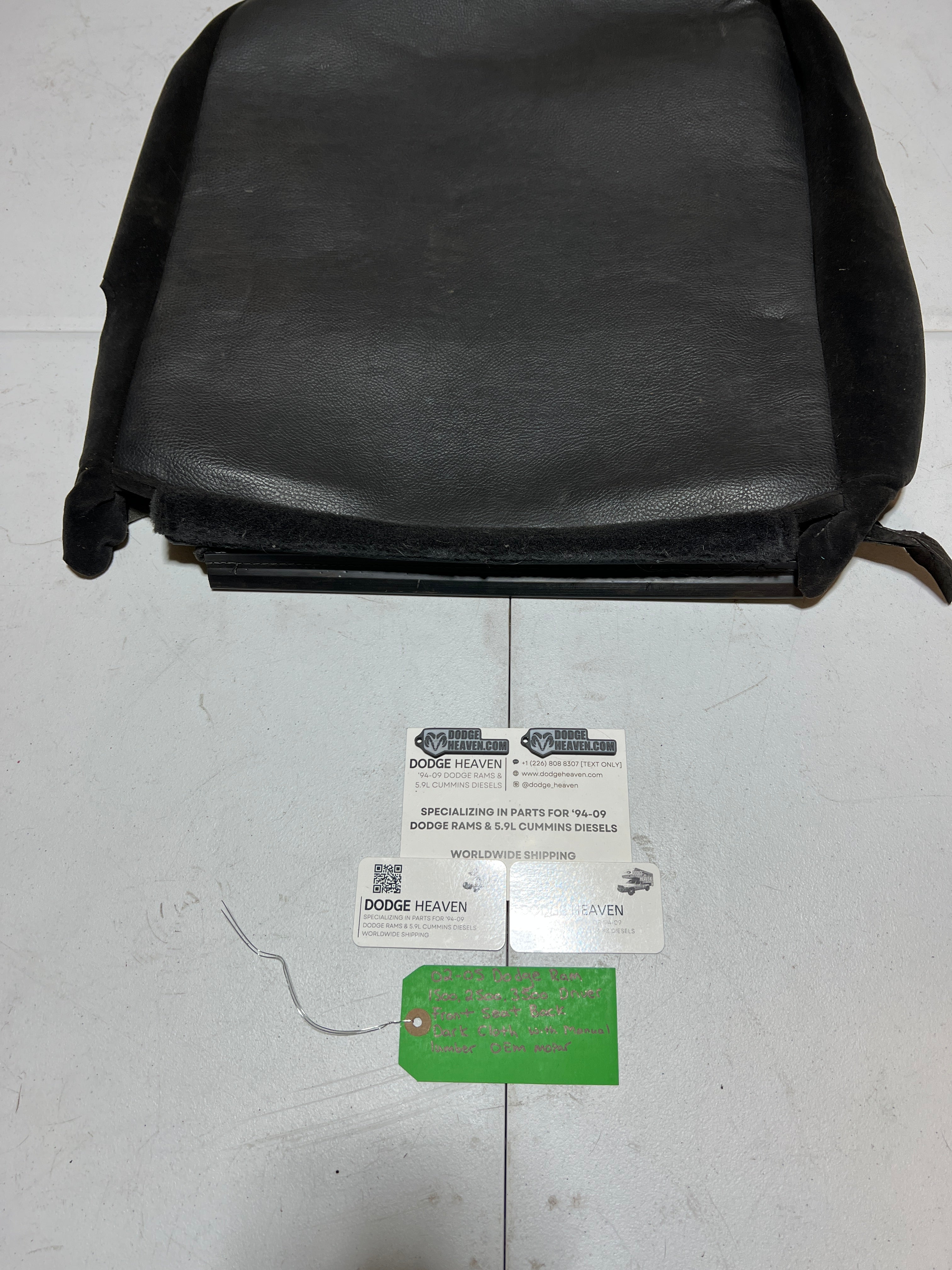 2002-2005 Dodge Ram 1500-3500 Driver Seat Back Upholstery Cover Dark Grey