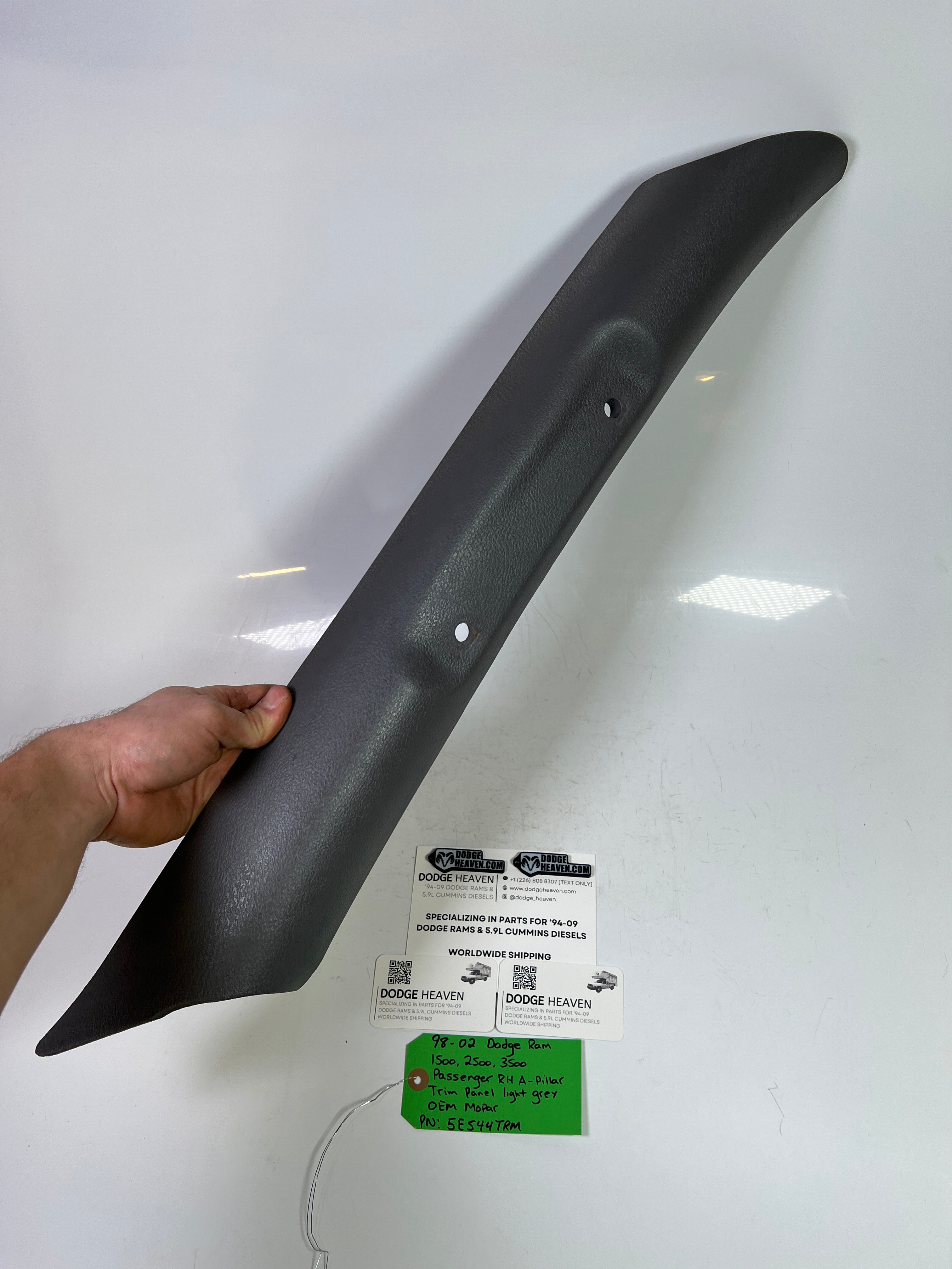1998-2002 Dodge Ram 1500-3500 Passenger A-Pillar Trim Panel Light Grey