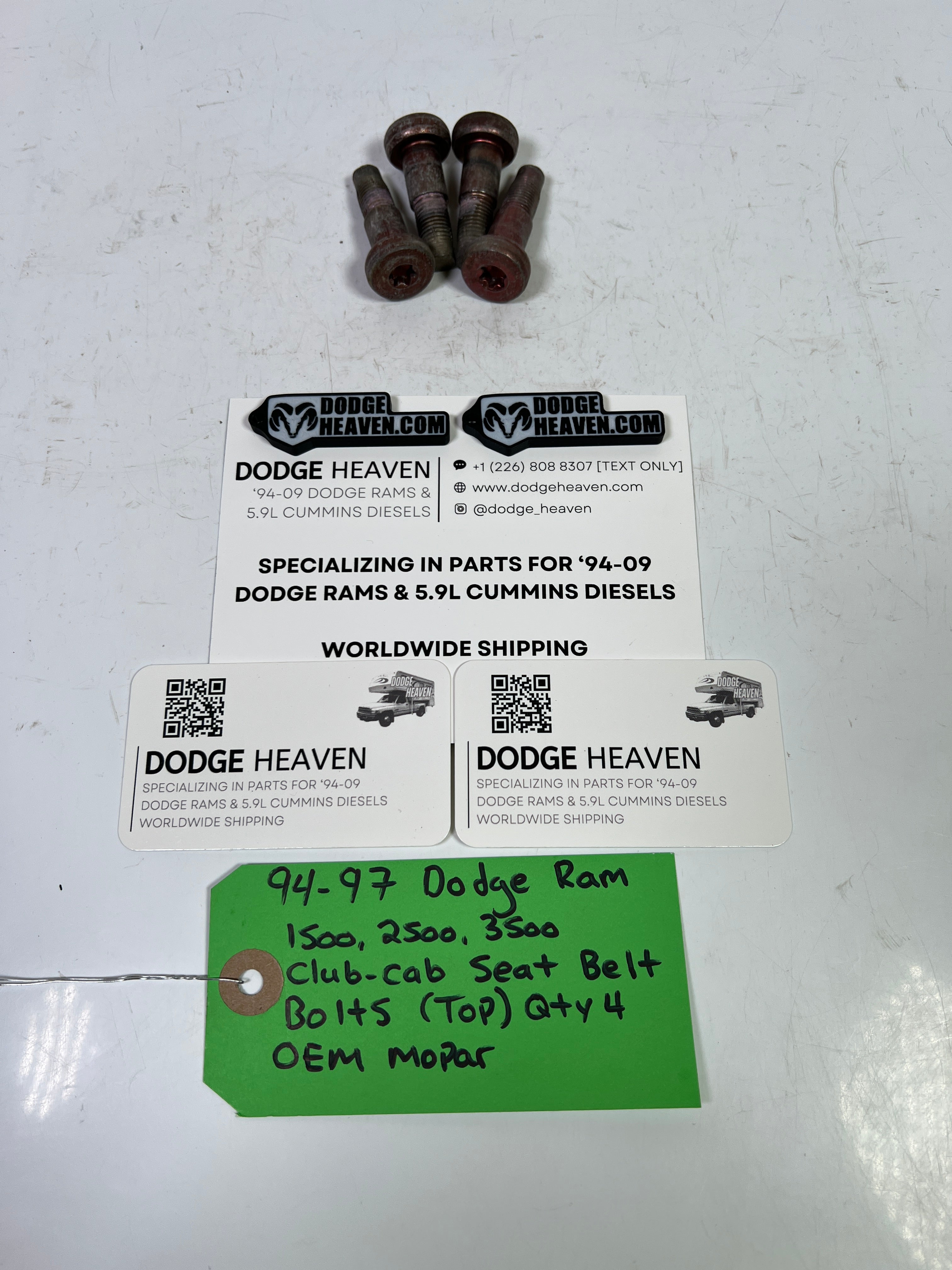 1994-1997 Dodge Ram 1500-3500 Club Cab Seat Belt Bolts (Top) Qty 4