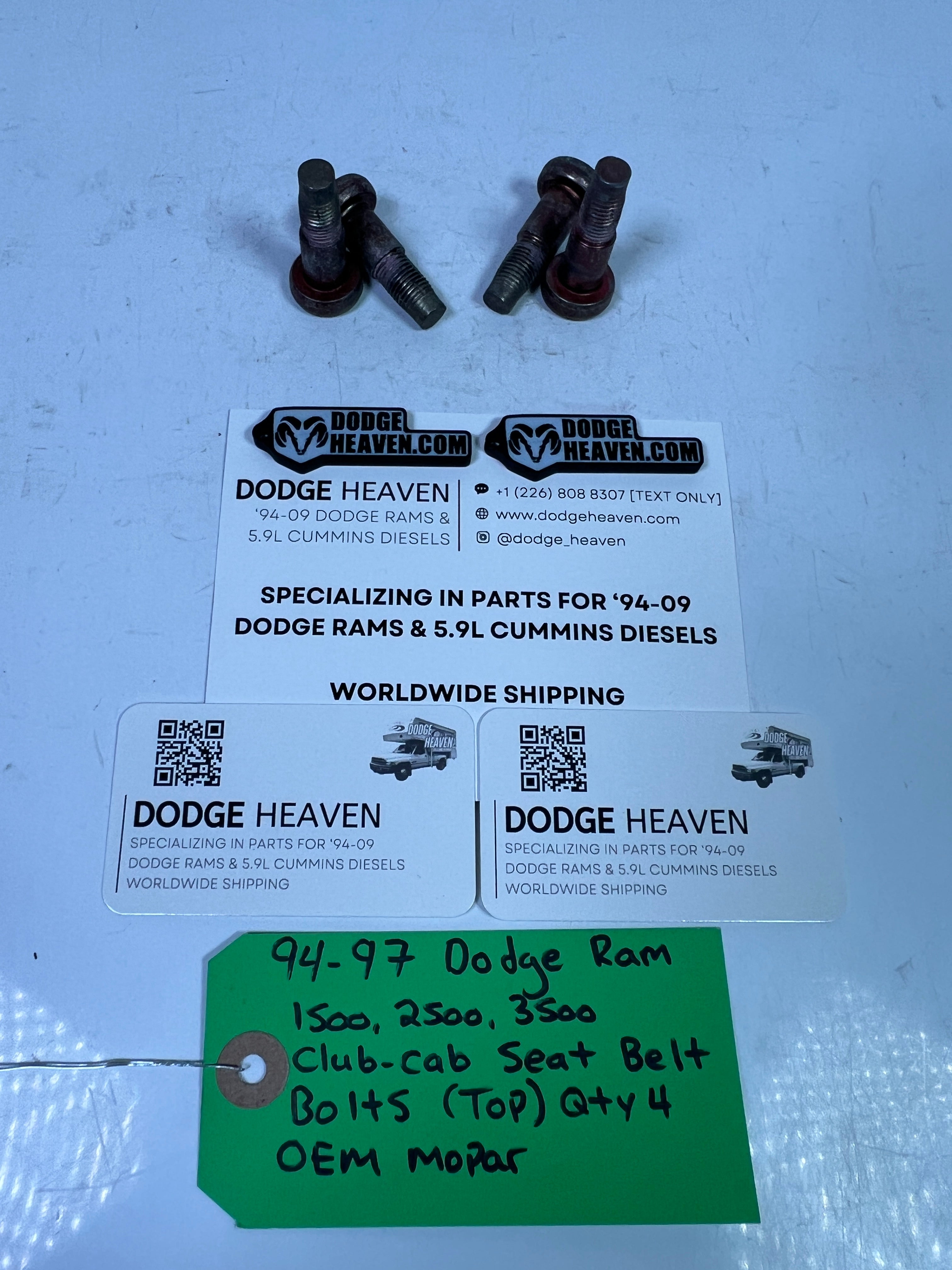 1994-1997 Dodge Ram 1500-3500 Club Cab Seat Belt Bolts (Top) Qty 4