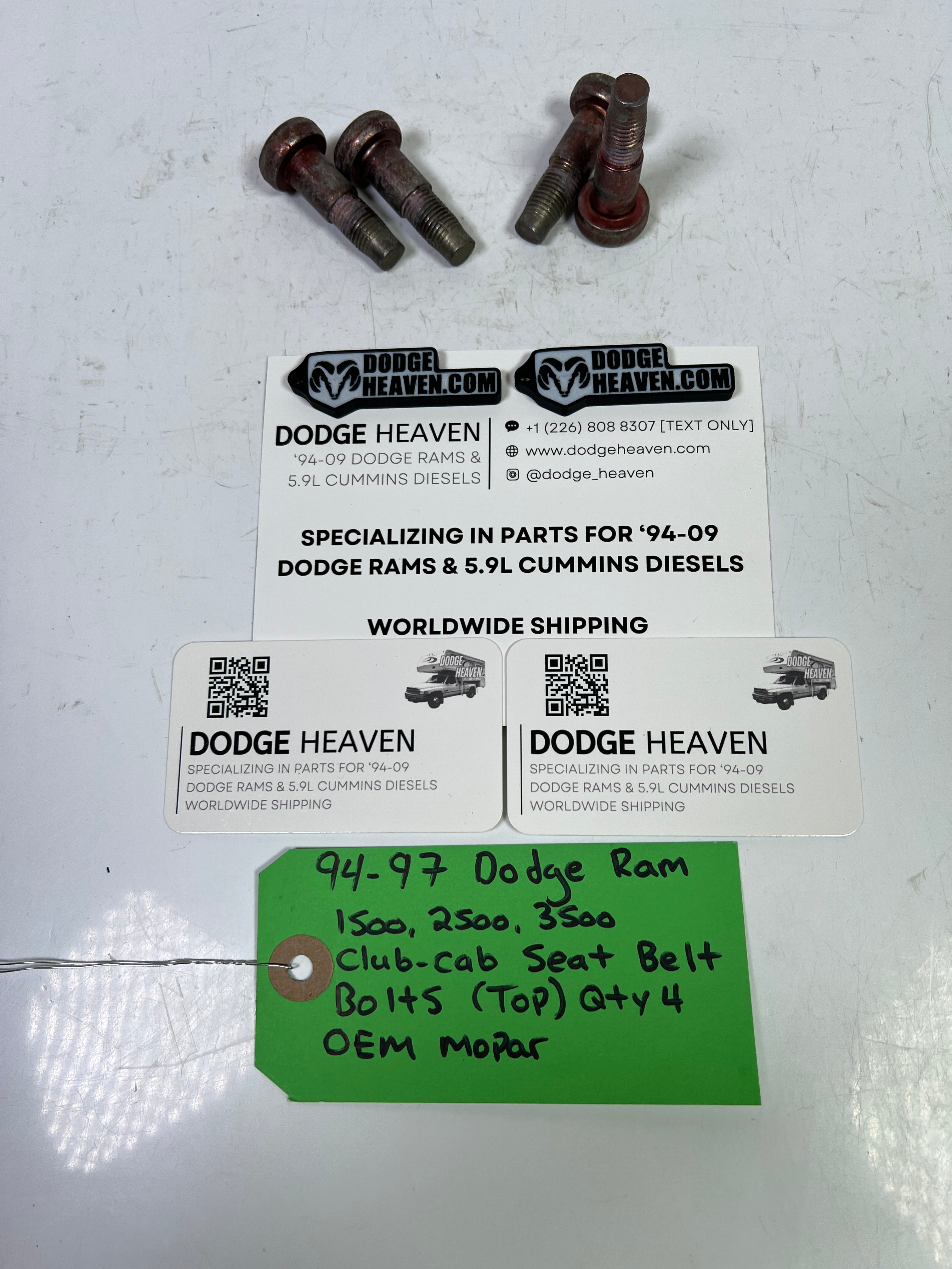 1994-1997 Dodge Ram 1500-3500 Club Cab Seat Belt Bolts (Top) Qty 4