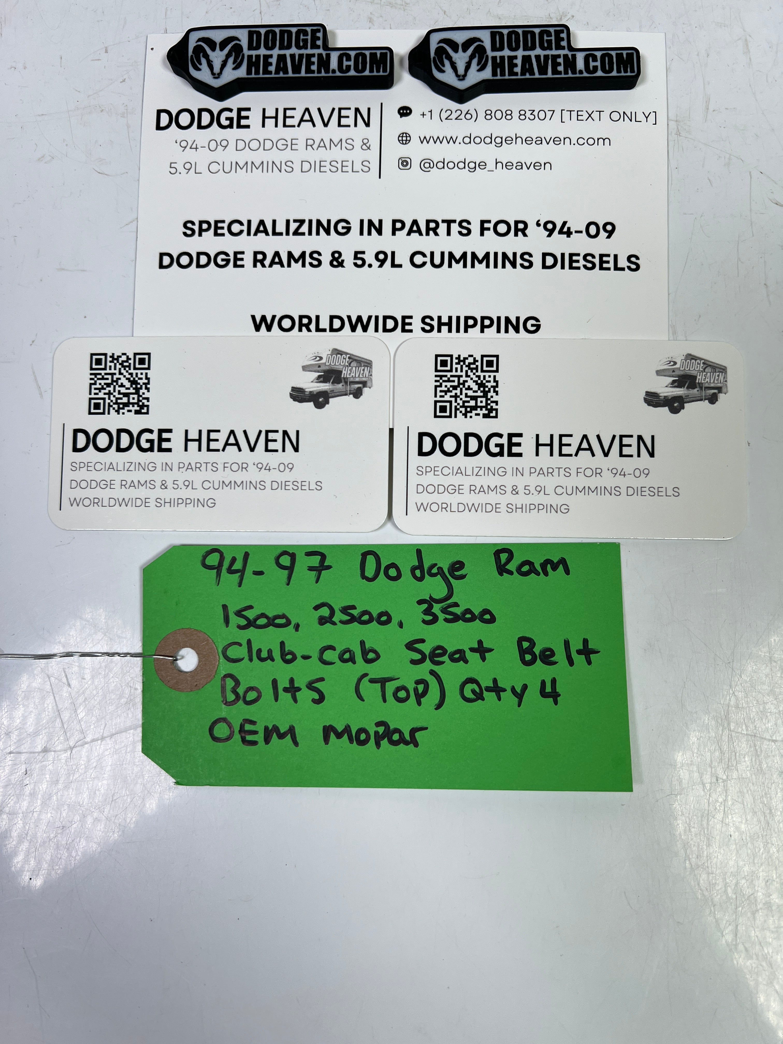 1994-1997 Dodge Ram 1500-3500 Club Cab Seat Belt Bolts (Top) Qty 4