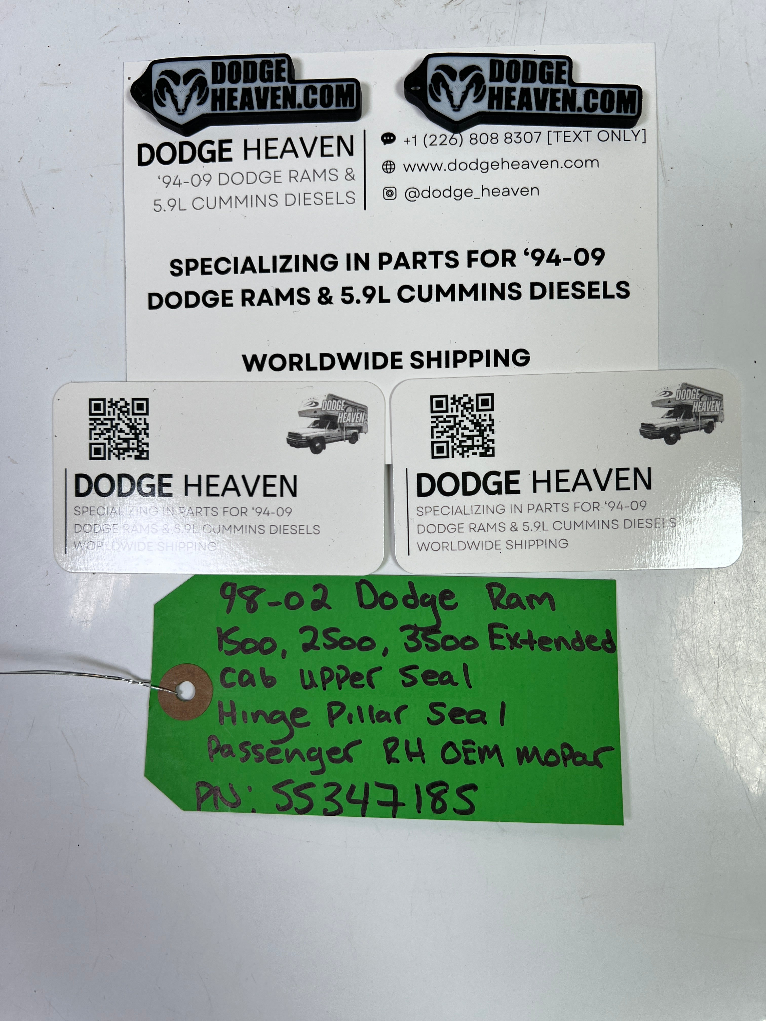 1998-2002 Dodge Ram 1500-3500 Extended Cab Rear Door Upper Seal Pass
