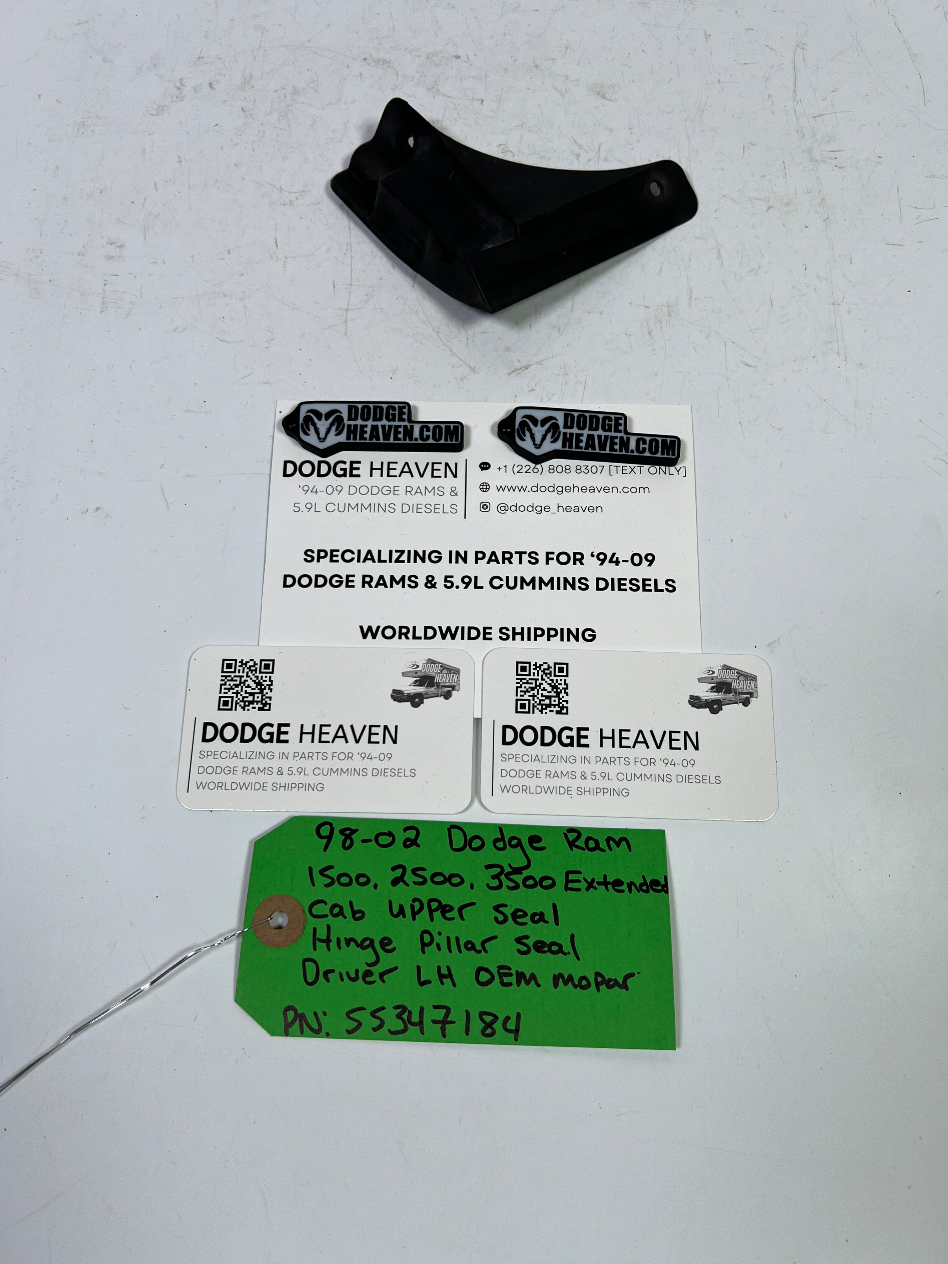 1998-2002 Dodge Ram 1500-3500 Extended Cab Rear Door Upper Seal Driver