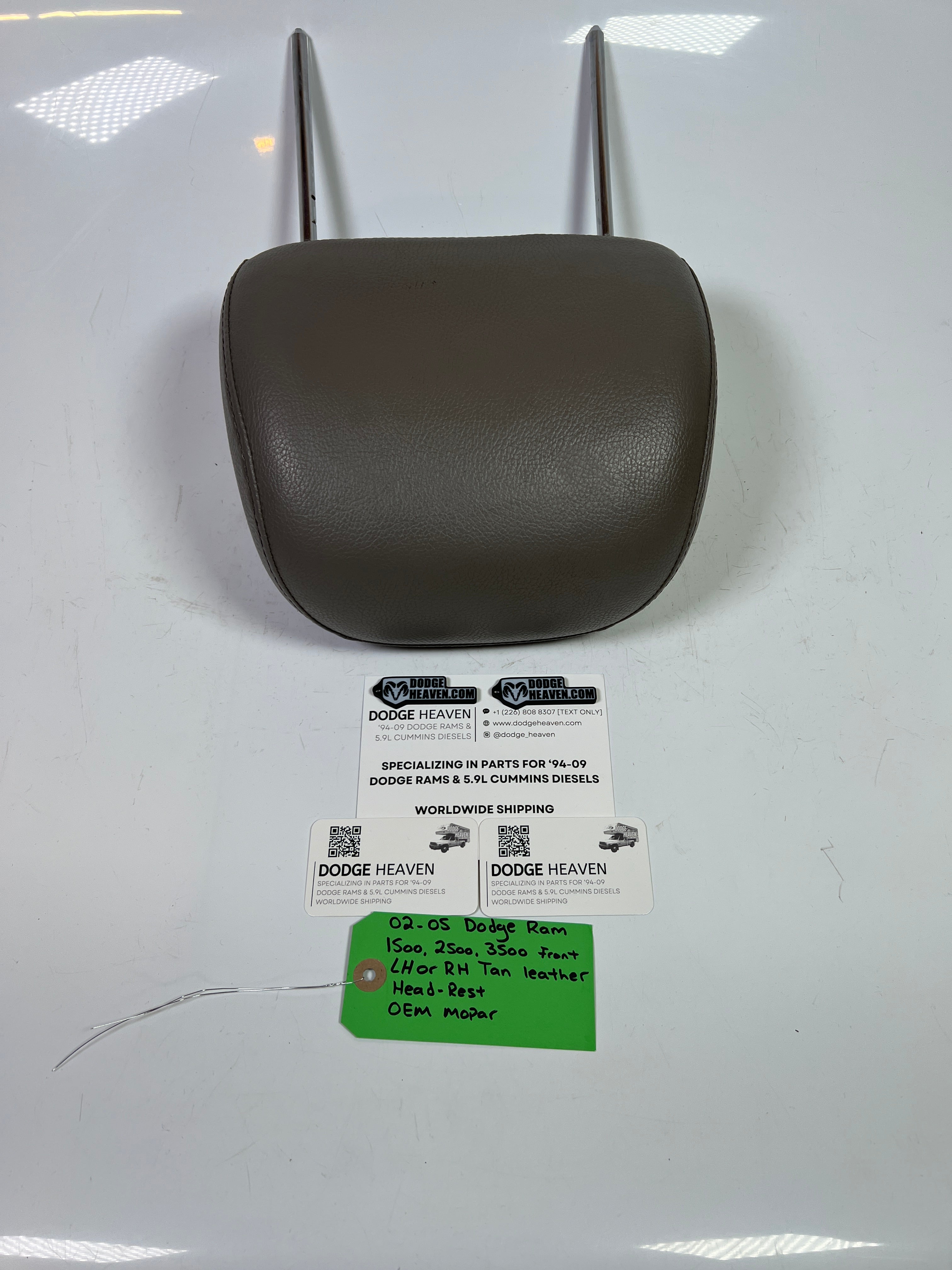 2002-2005 Dodge Ram 1500-3500 Tan Leather Head Rest Front LH or RH