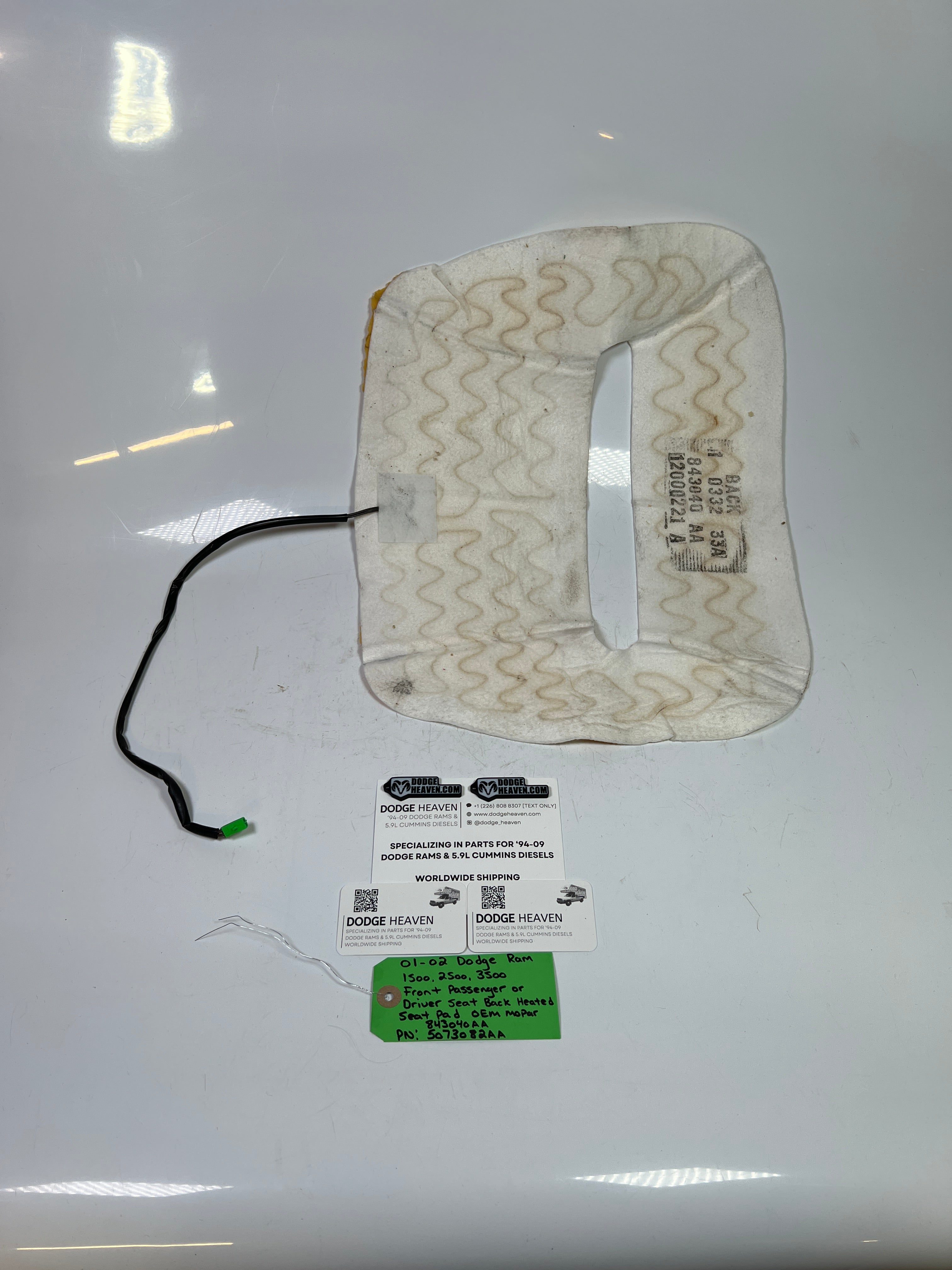 2001-2002 Dodge Ram 1500-3500 Front Seat Back Heated Seat Pad