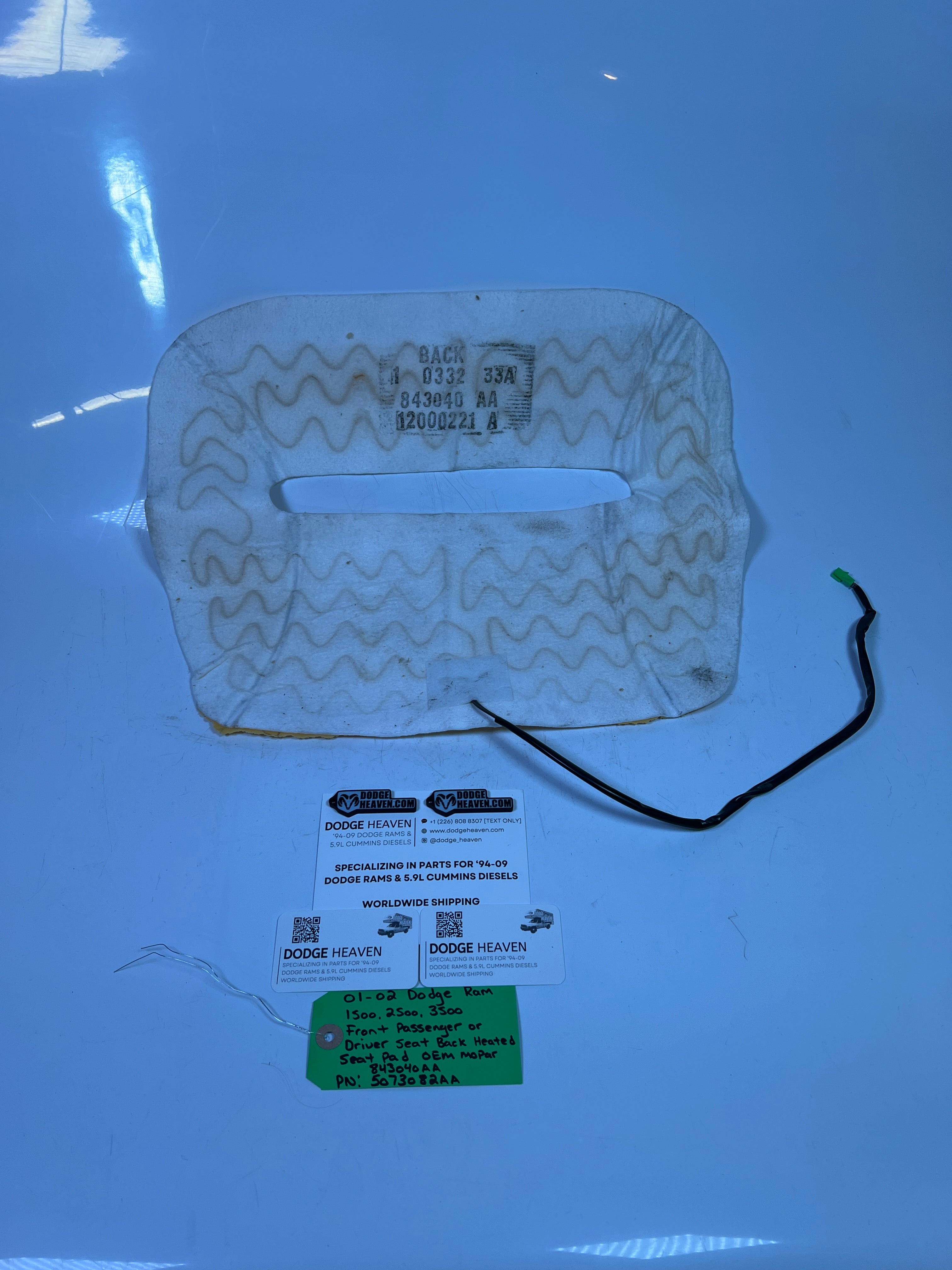 2001-2002 Dodge Ram 1500-3500 Front Seat Back Heated Seat Pad