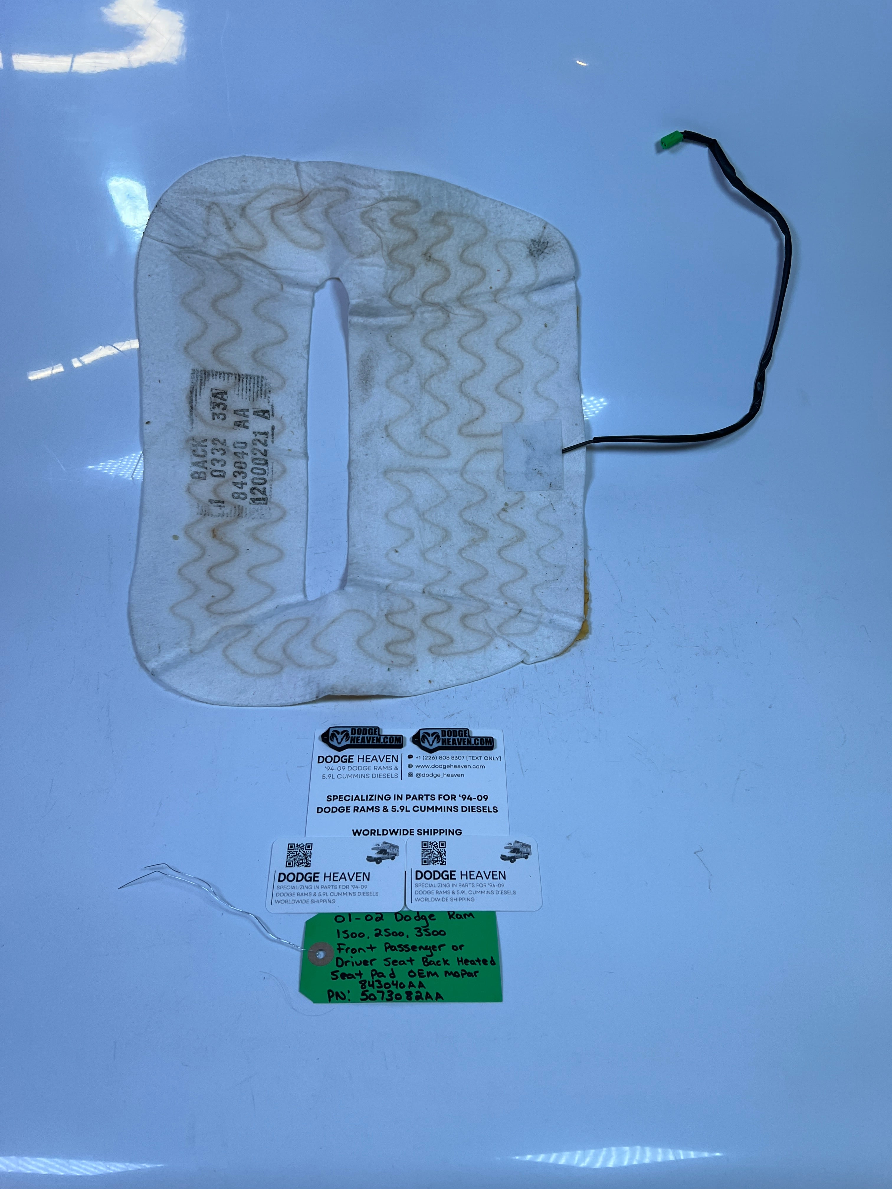 2001-2002 Dodge Ram 1500-3500 Front Seat Back Heated Seat Pad