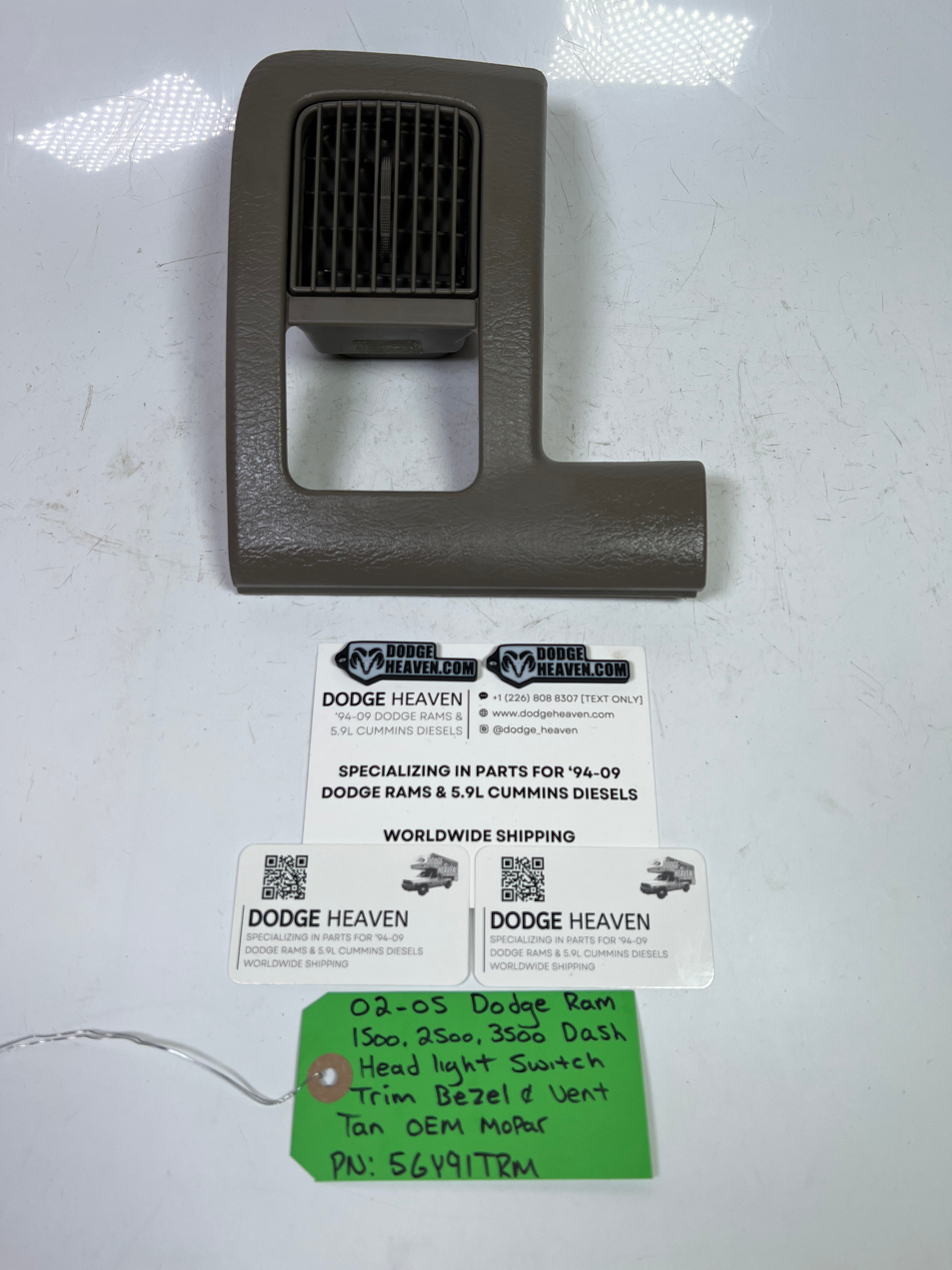 2002-2005 Dodge Ram 1500-3500 Dash Headlight Switch Trim Bezel & Vent Tan
