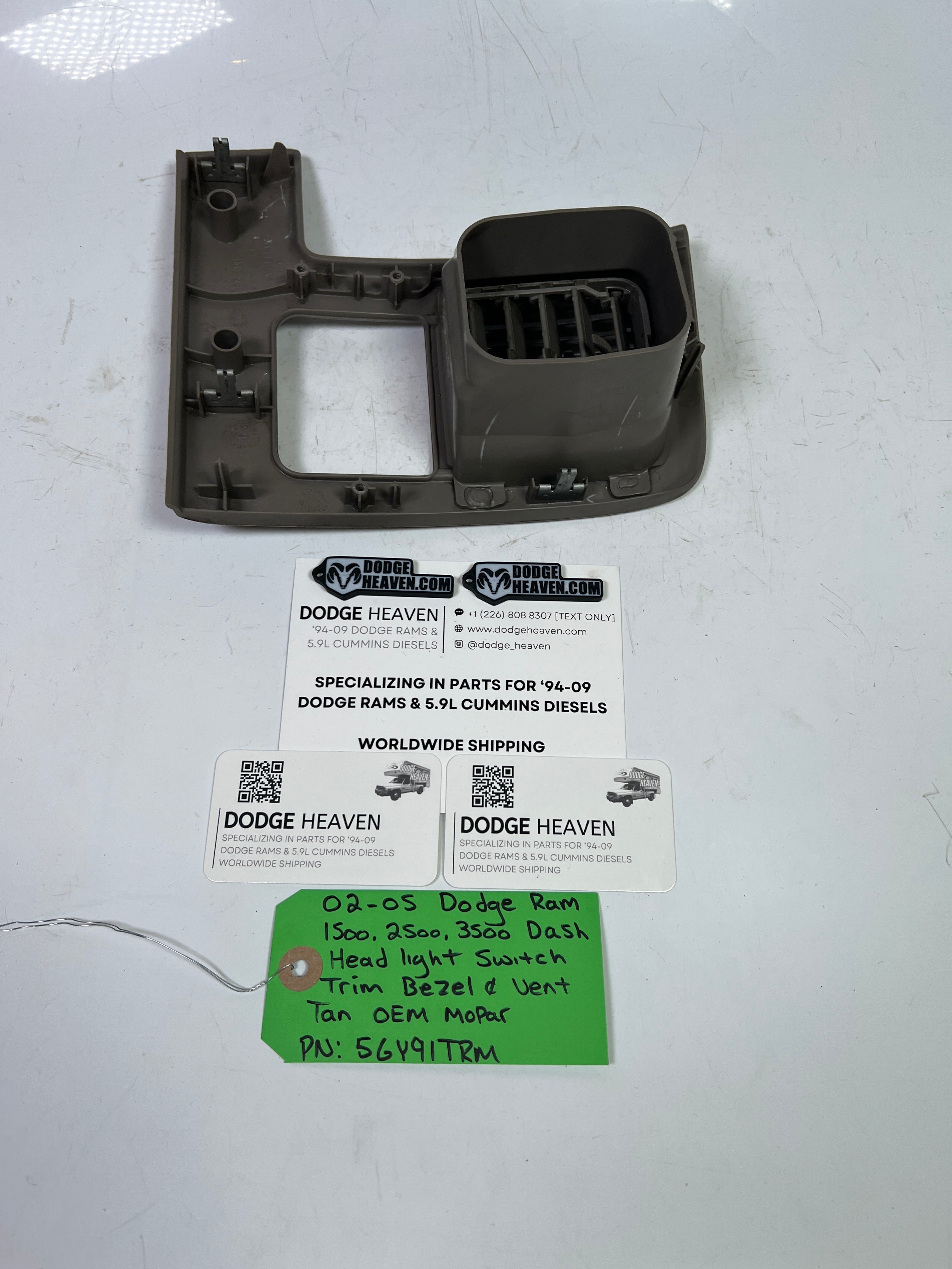 2002-2005 Dodge Ram 1500-3500 Dash Headlight Switch Trim Bezel & Vent Tan