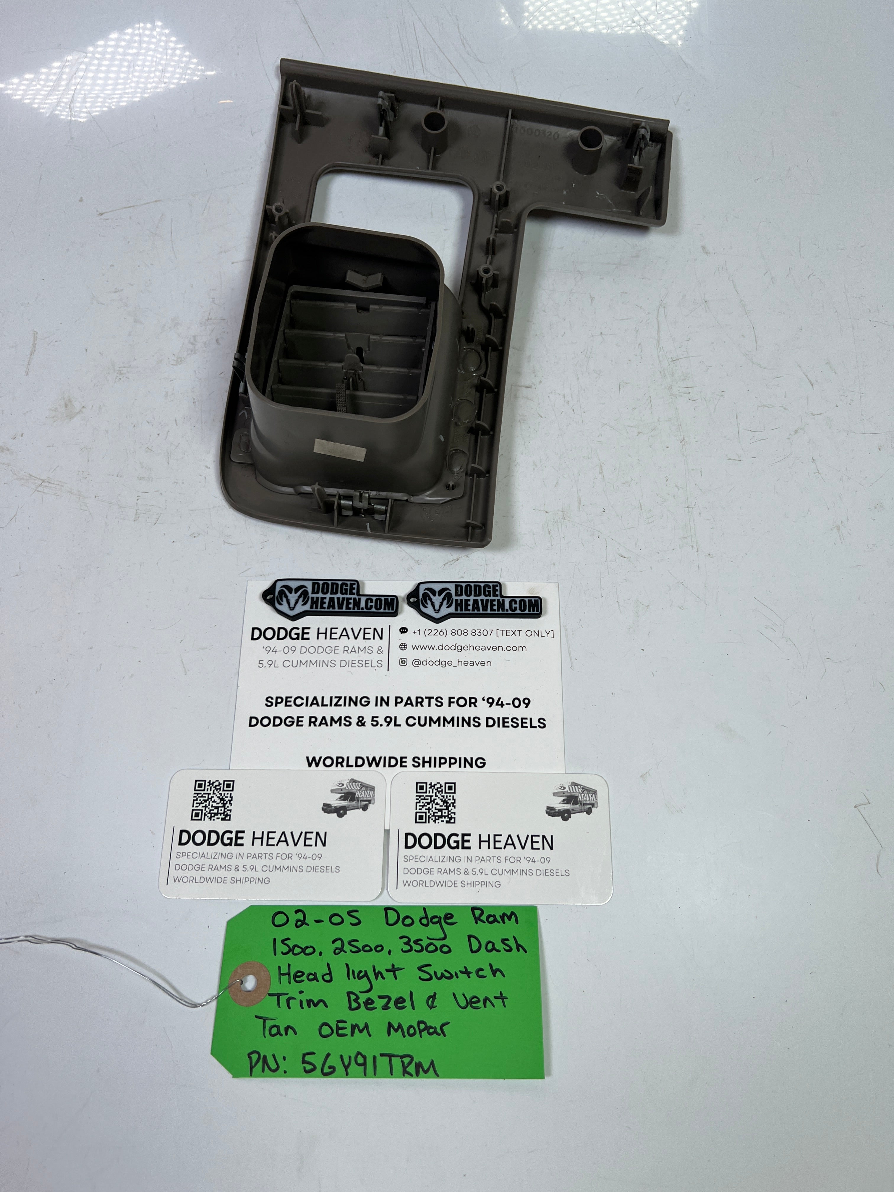 2002-2005 Dodge Ram 1500-3500 Dash Headlight Switch Trim Bezel & Vent Tan