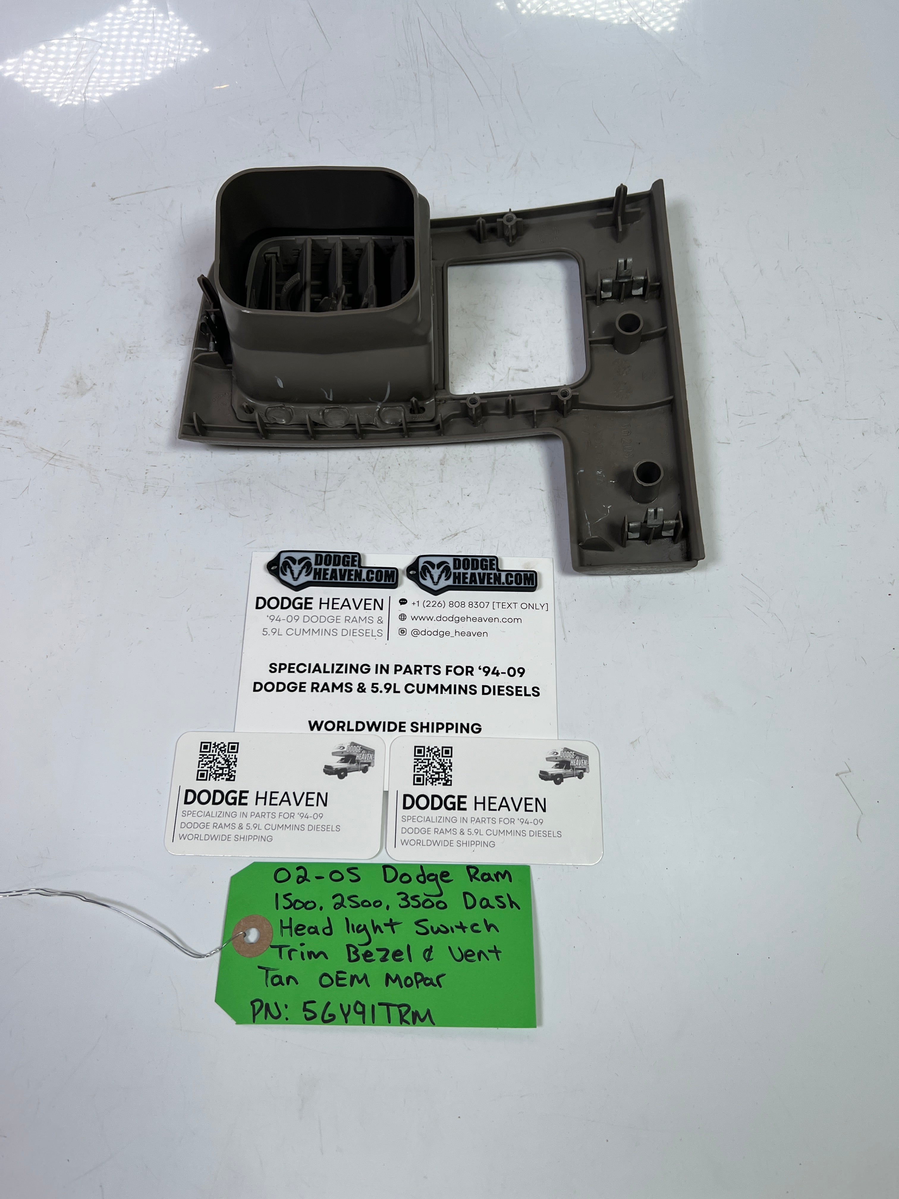 2002-2005 Dodge Ram 1500-3500 Dash Headlight Switch Trim Bezel & Vent Tan