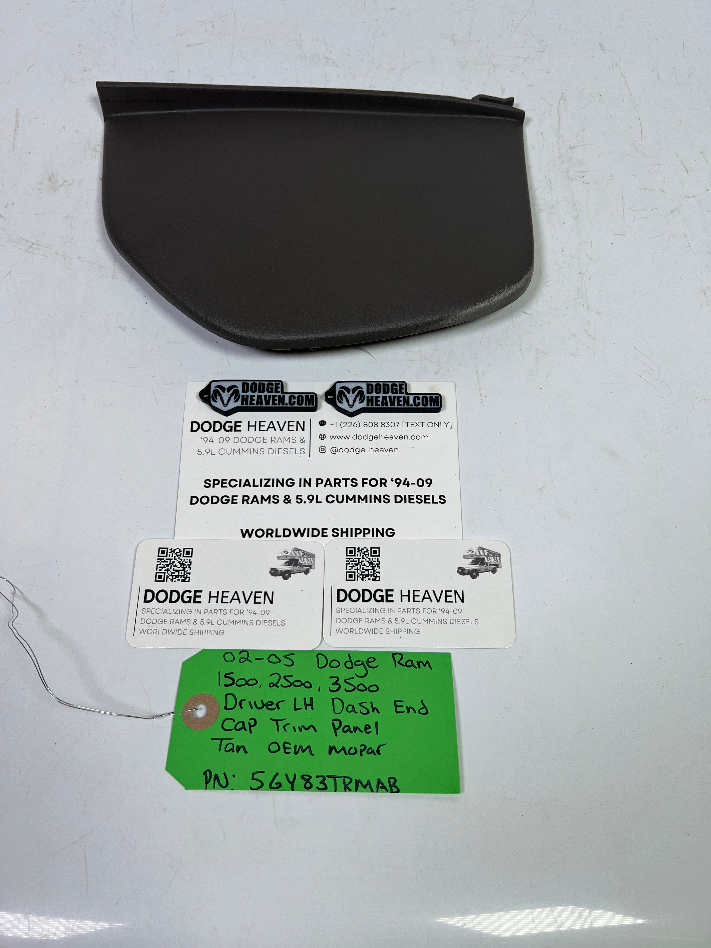 2002-2005 Dodge Ram 1500-3500 Driver Side Dash End Cap Trim Cover Tan