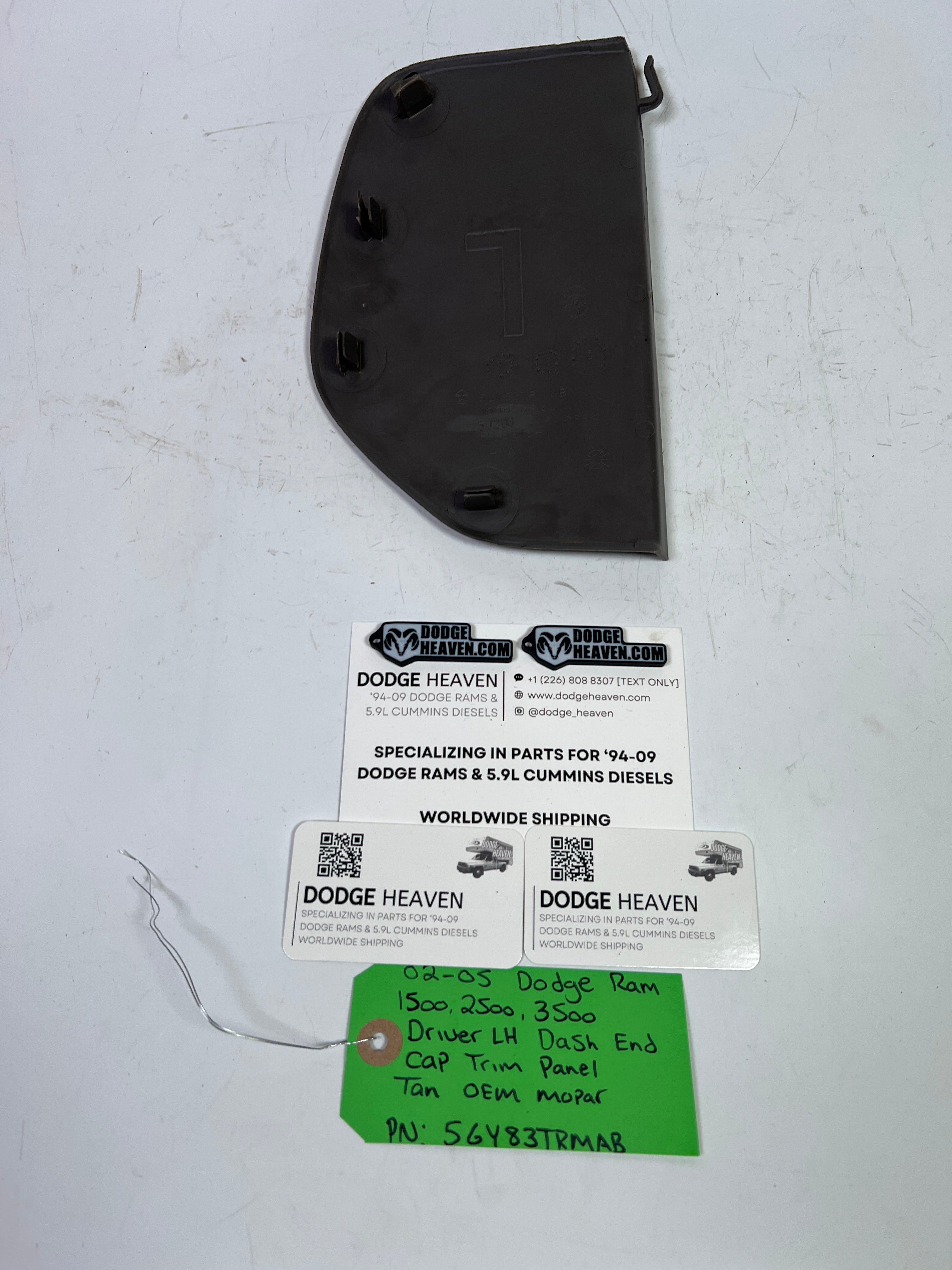 2002-2005 Dodge Ram 1500-3500 Driver Side Dash End Cap Trim Cover Tan