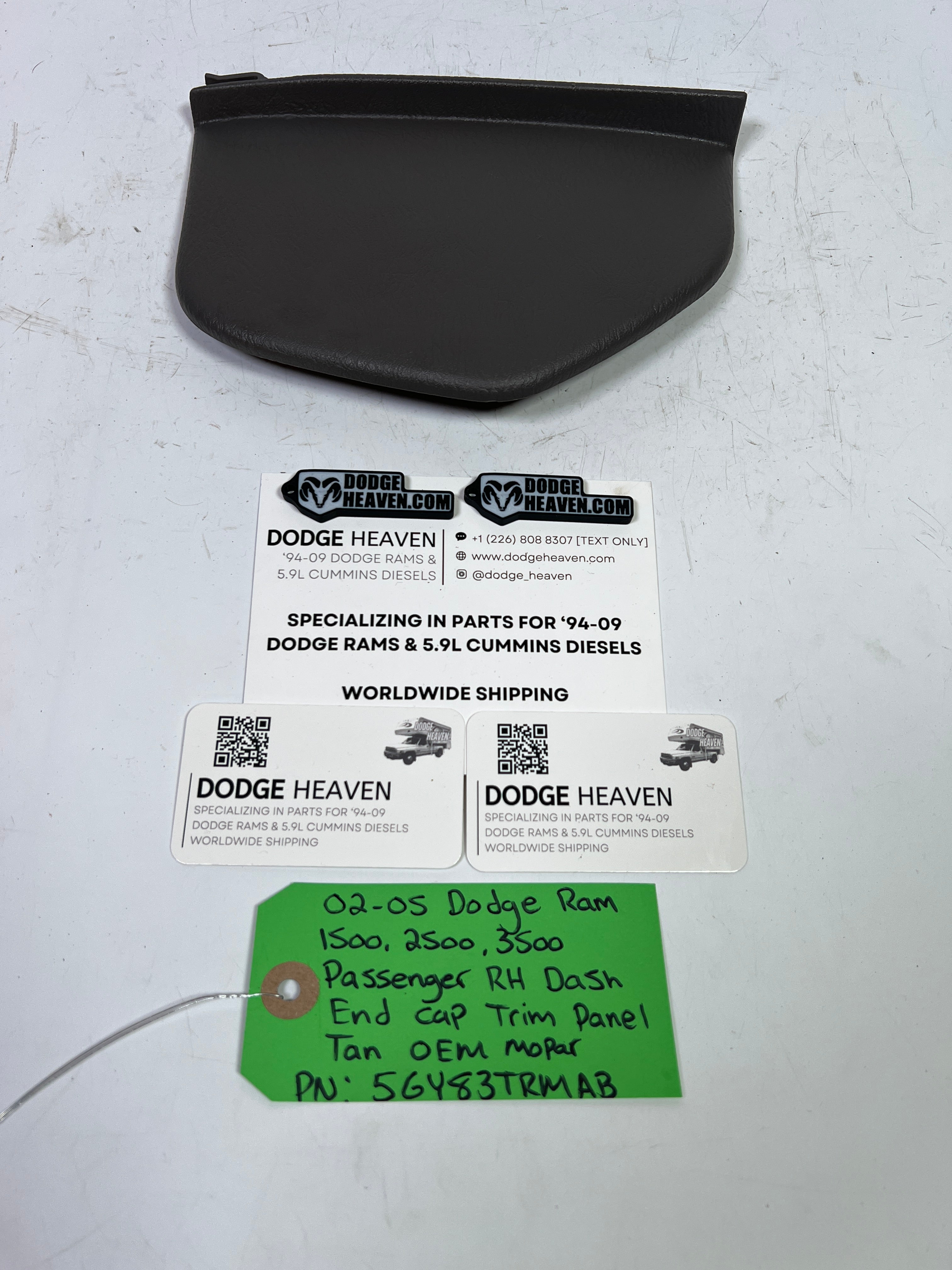 2002-2005 Dodge Ram 1500-3500 Passenger Side Dash End Cap Trim Cover Tan