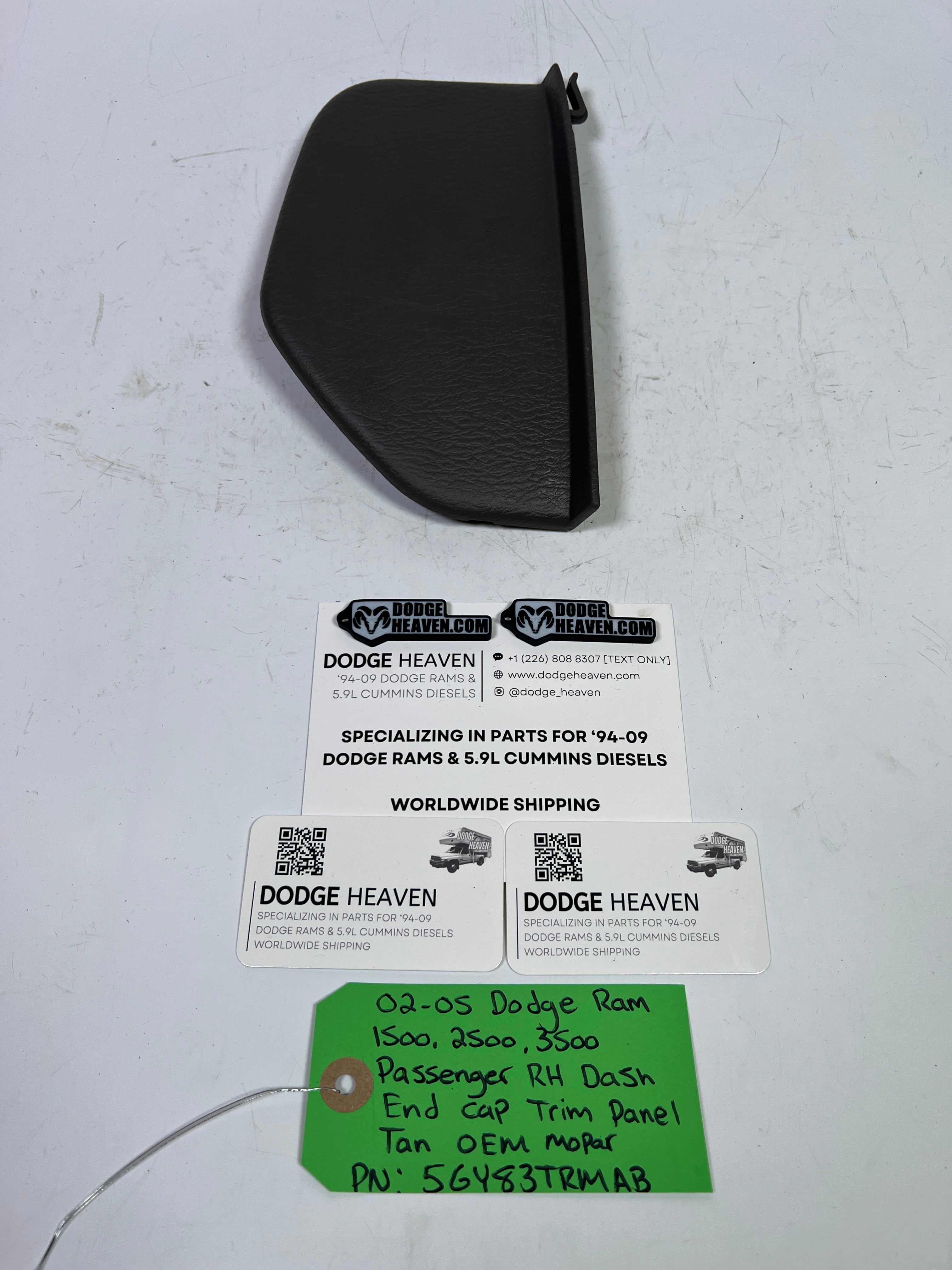 2002-2005 Dodge Ram 1500-3500 Passenger Side Dash End Cap Trim Cover Tan