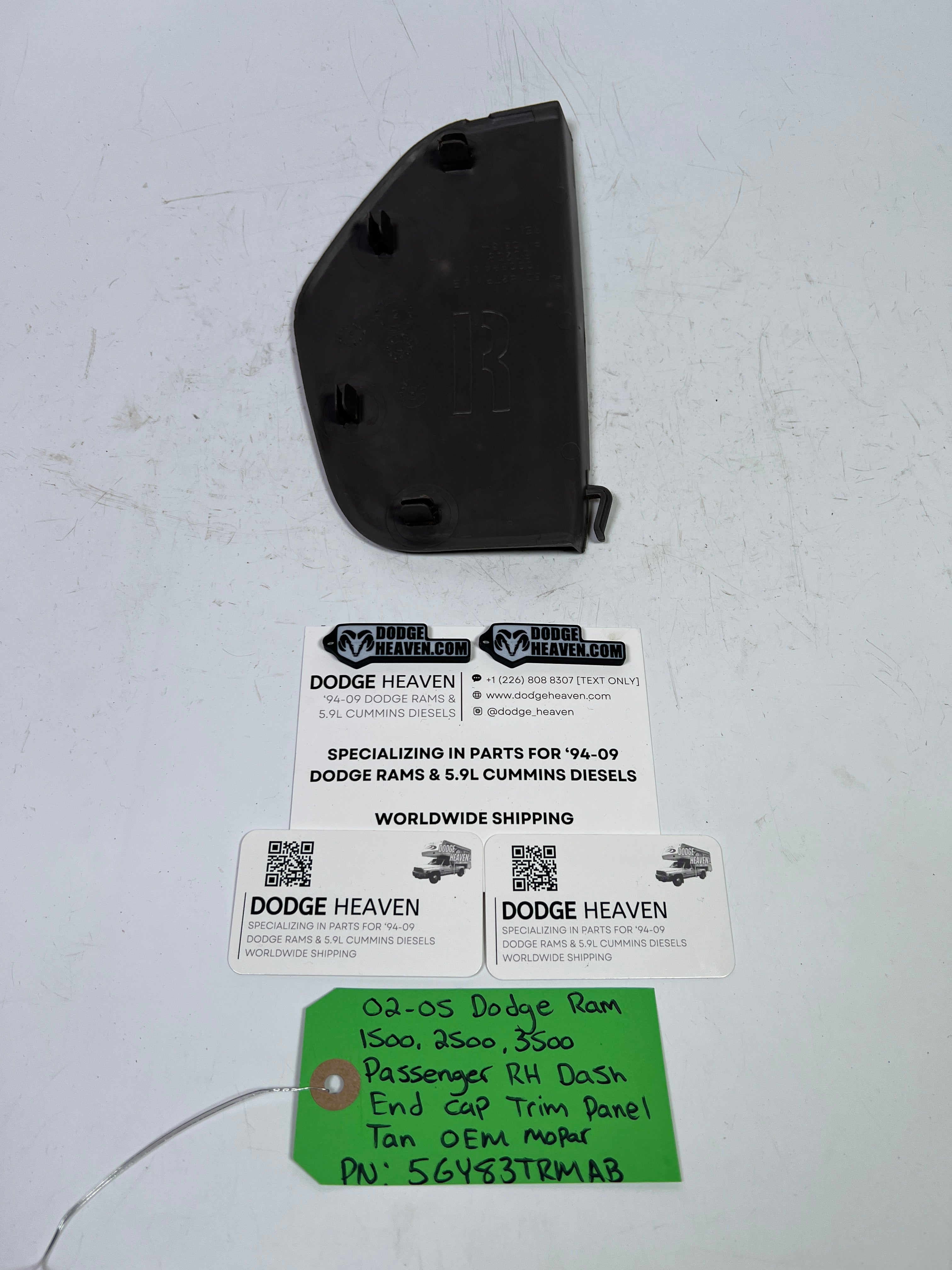 2002-2005 Dodge Ram 1500-3500 Passenger Side Dash End Cap Trim Cover Tan