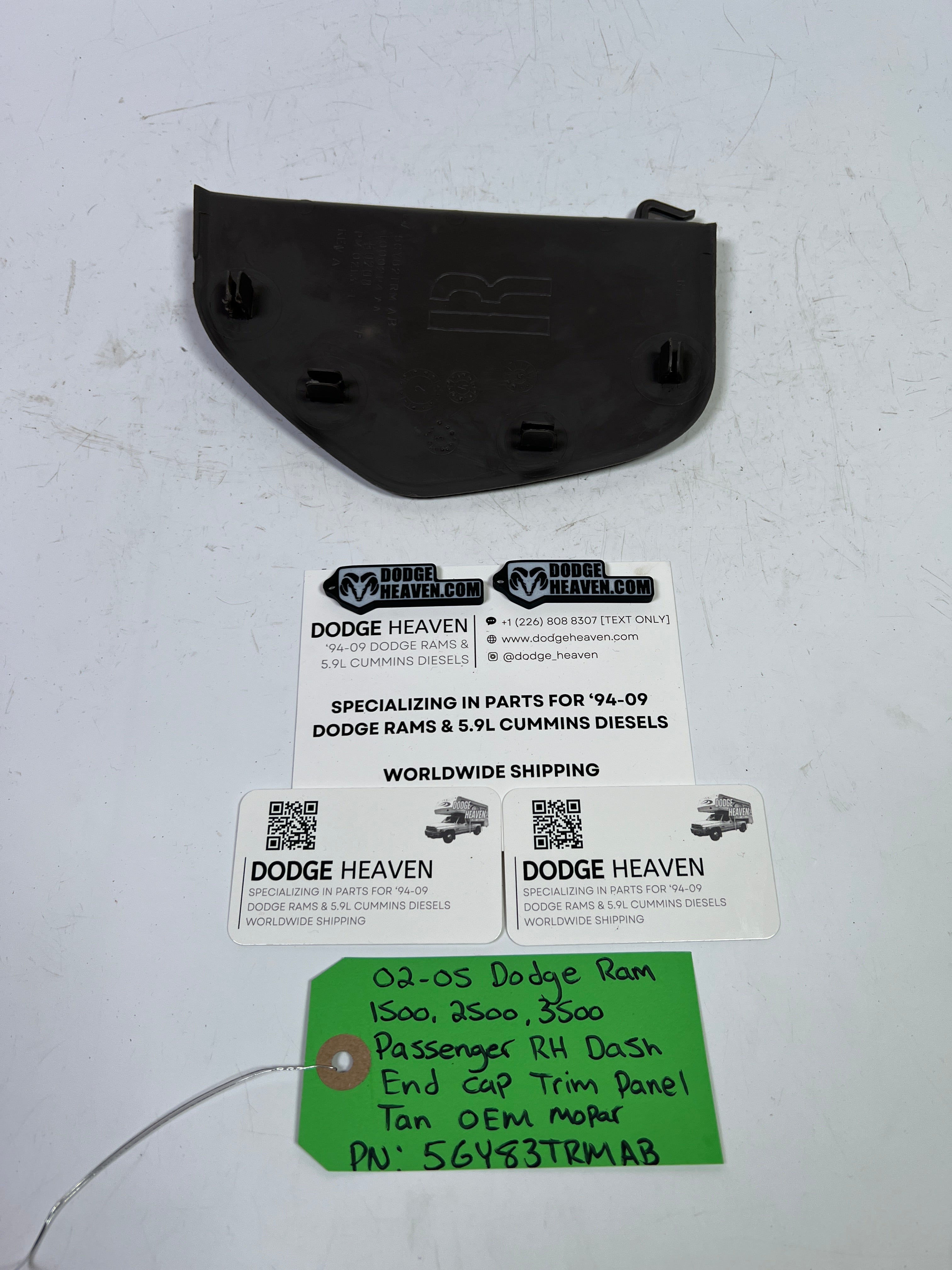 2002-2005 Dodge Ram 1500-3500 Passenger Side Dash End Cap Trim Cover Tan