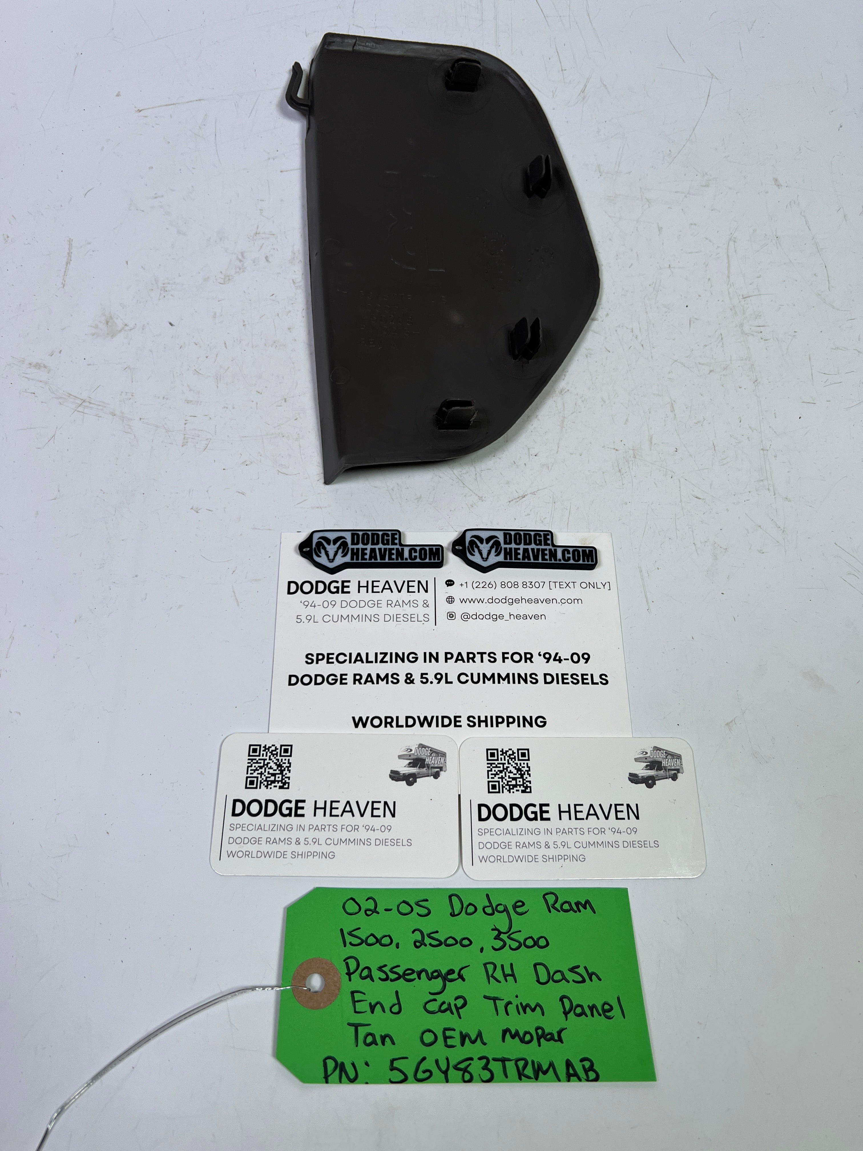 2002-2005 Dodge Ram 1500-3500 Passenger Side Dash End Cap Trim Cover Tan