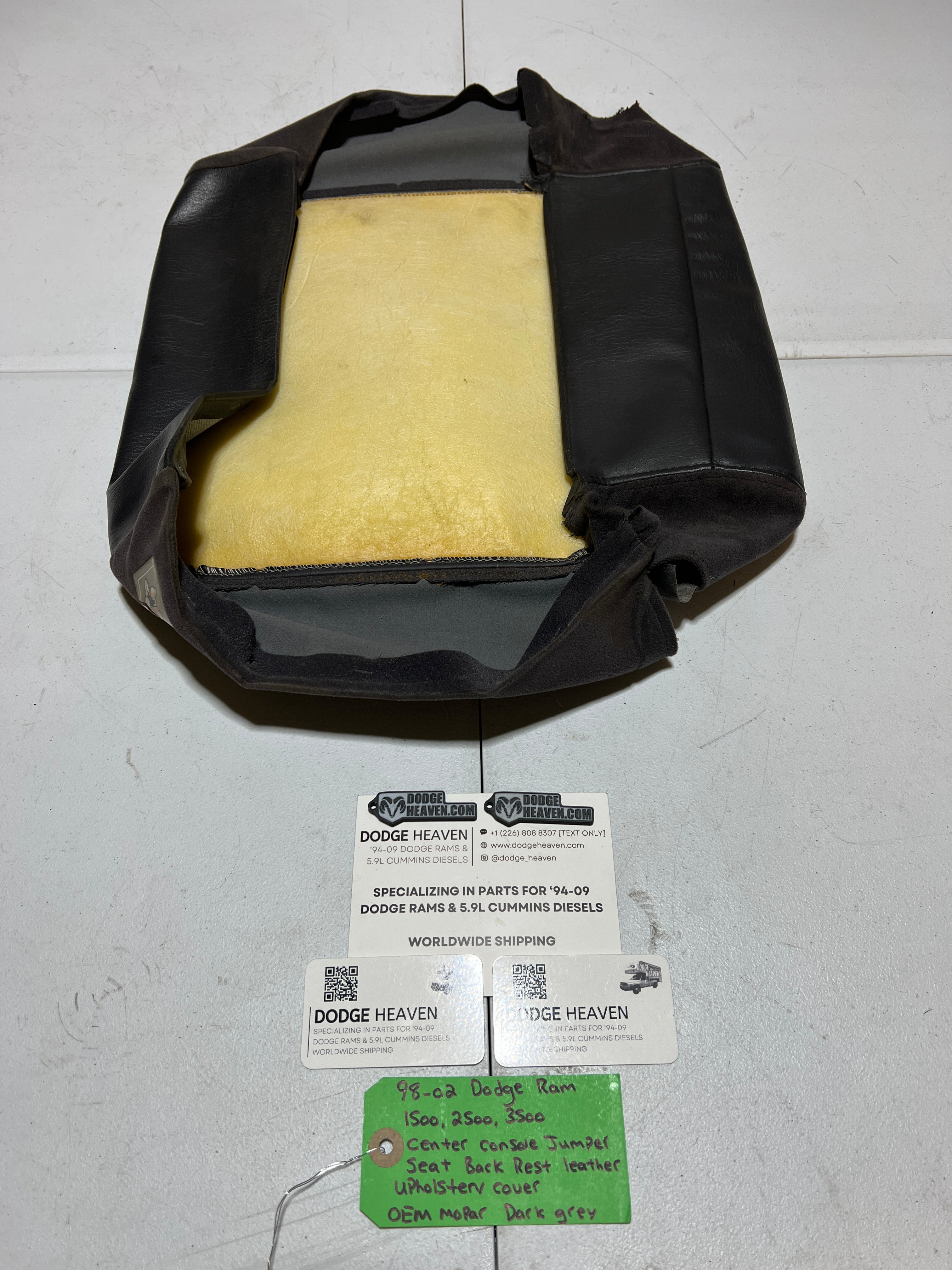 1998-2002 Dodge Ram Center Console Jumper Seat Back Rest Upholstery Leather