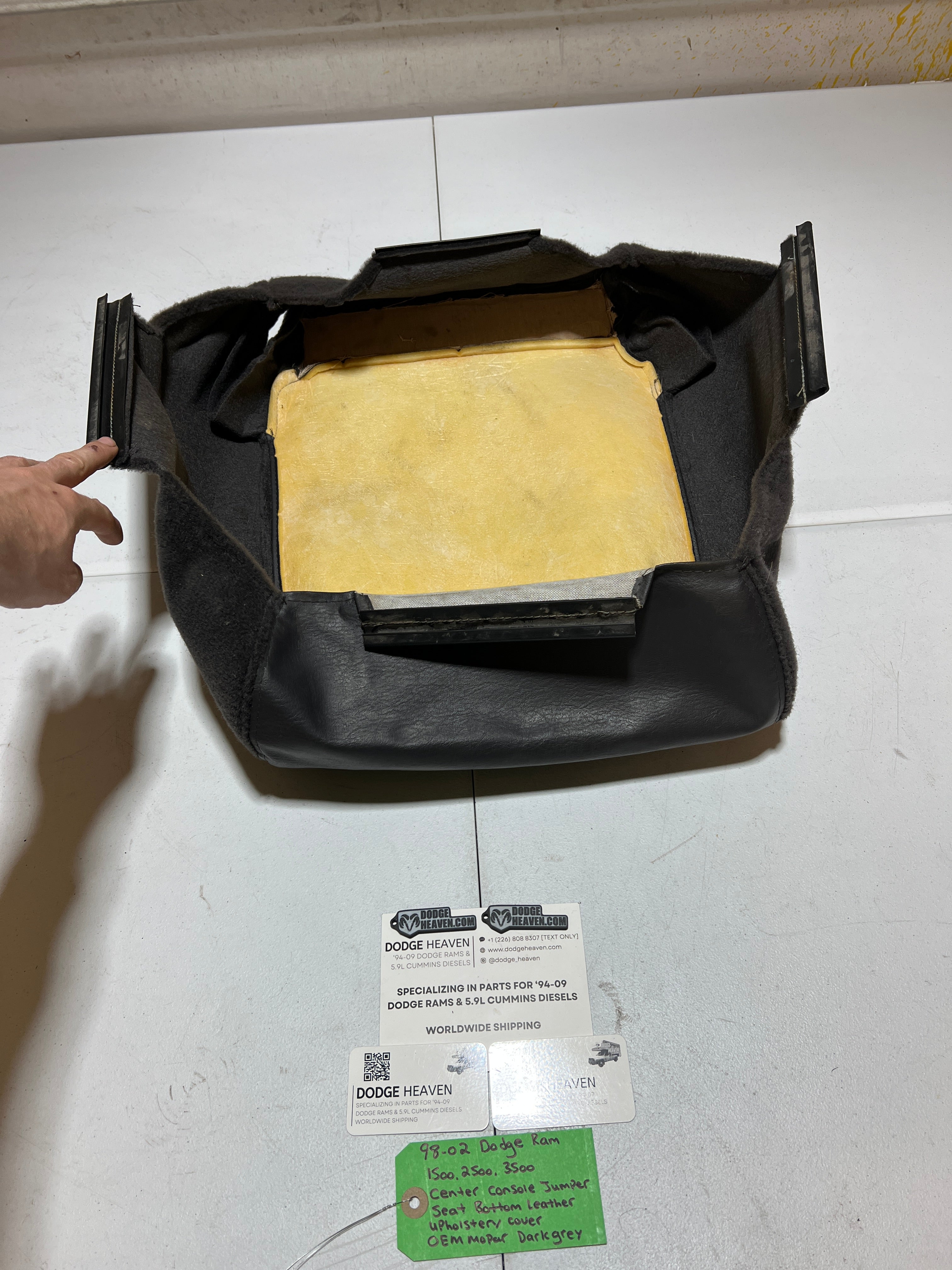 1998-2002 Dodge Ram Center Console Jumper Seat Bottom Leather Upholstery