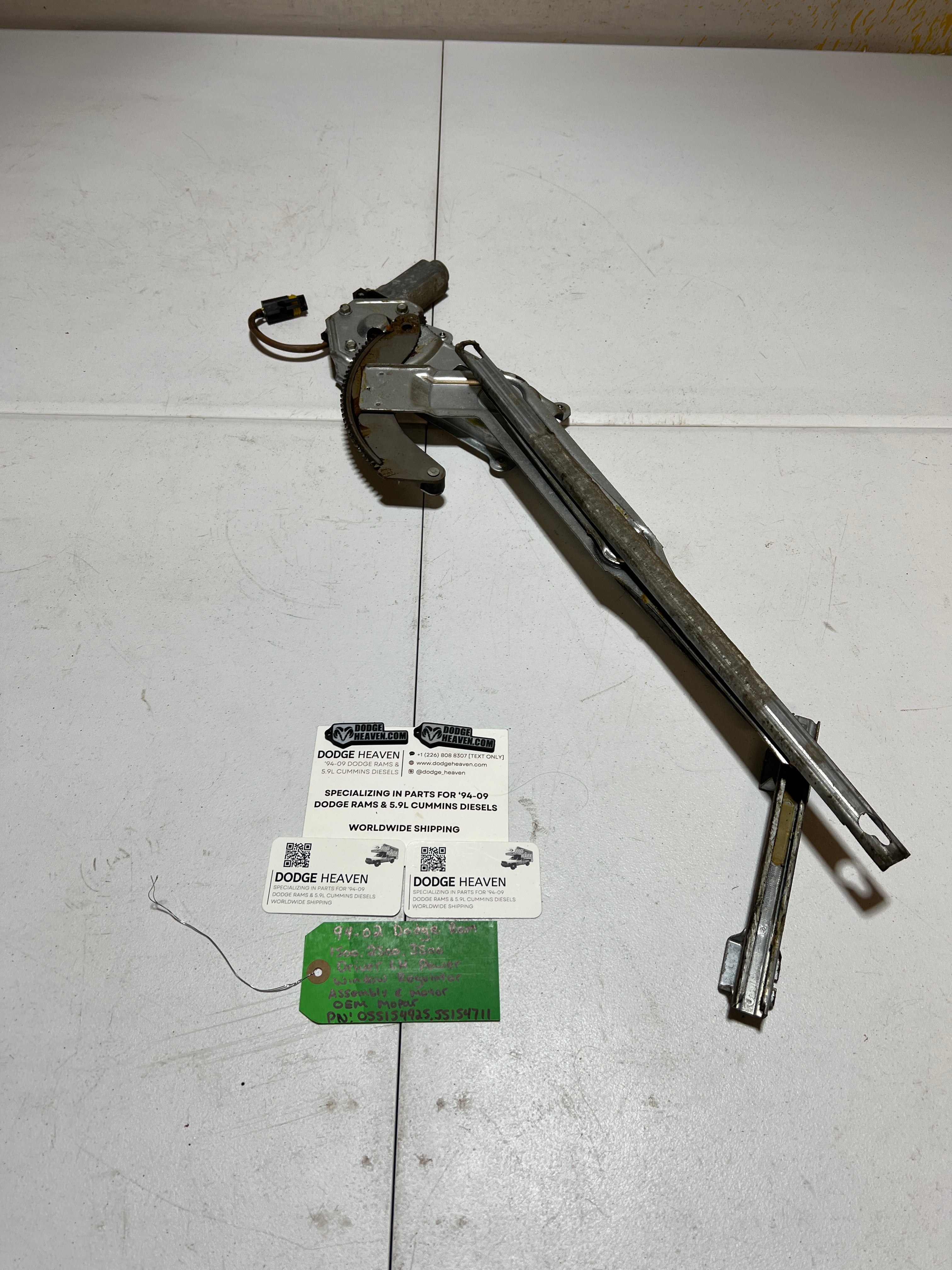 1994-2002 Dodge Ram Driver Power Window Regulator Assembly & Motor
