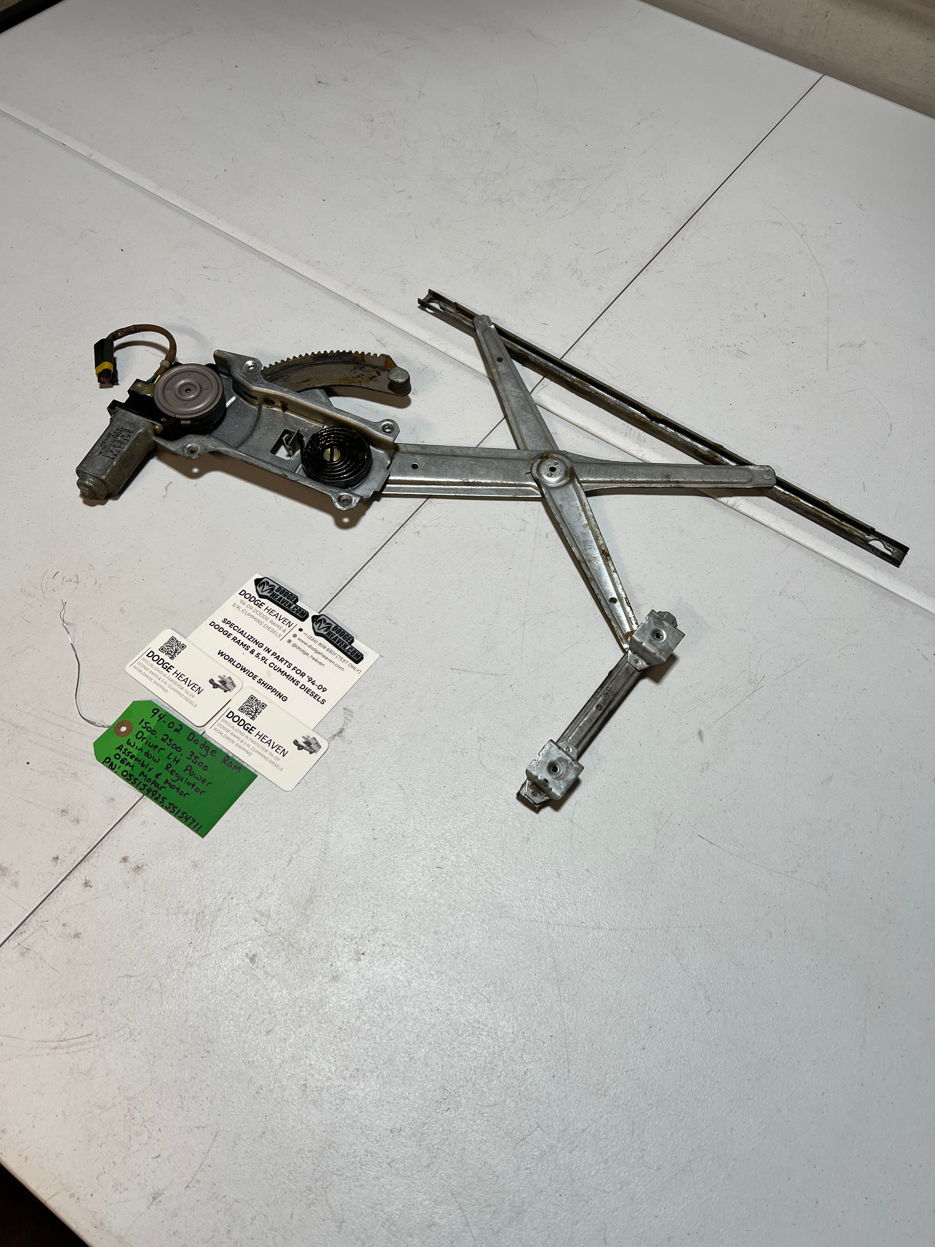 1994-2002 Dodge Ram Driver Power Window Regulator Assembly & Motor