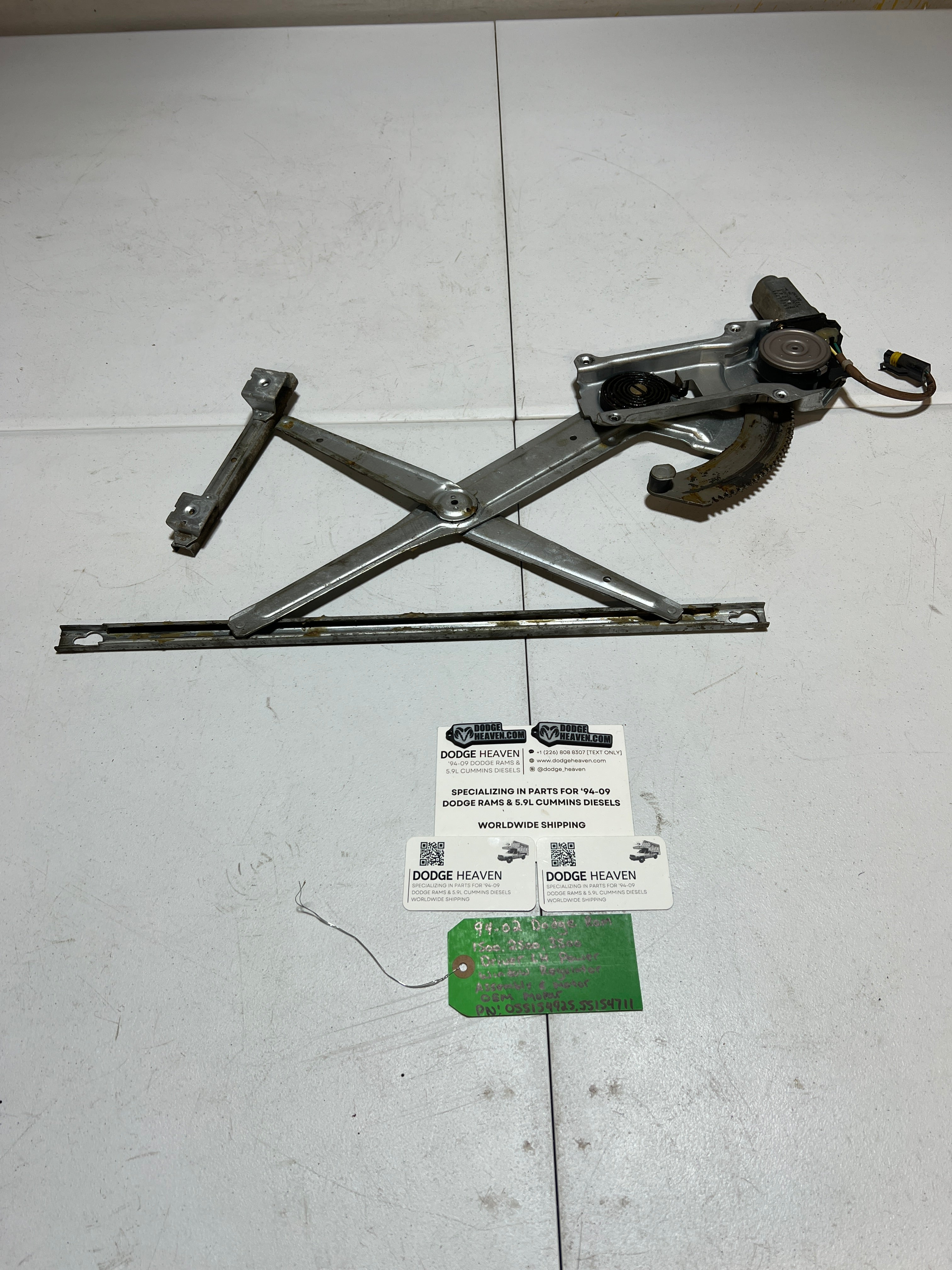 1994-2002 Dodge Ram Driver Power Window Regulator Assembly & Motor