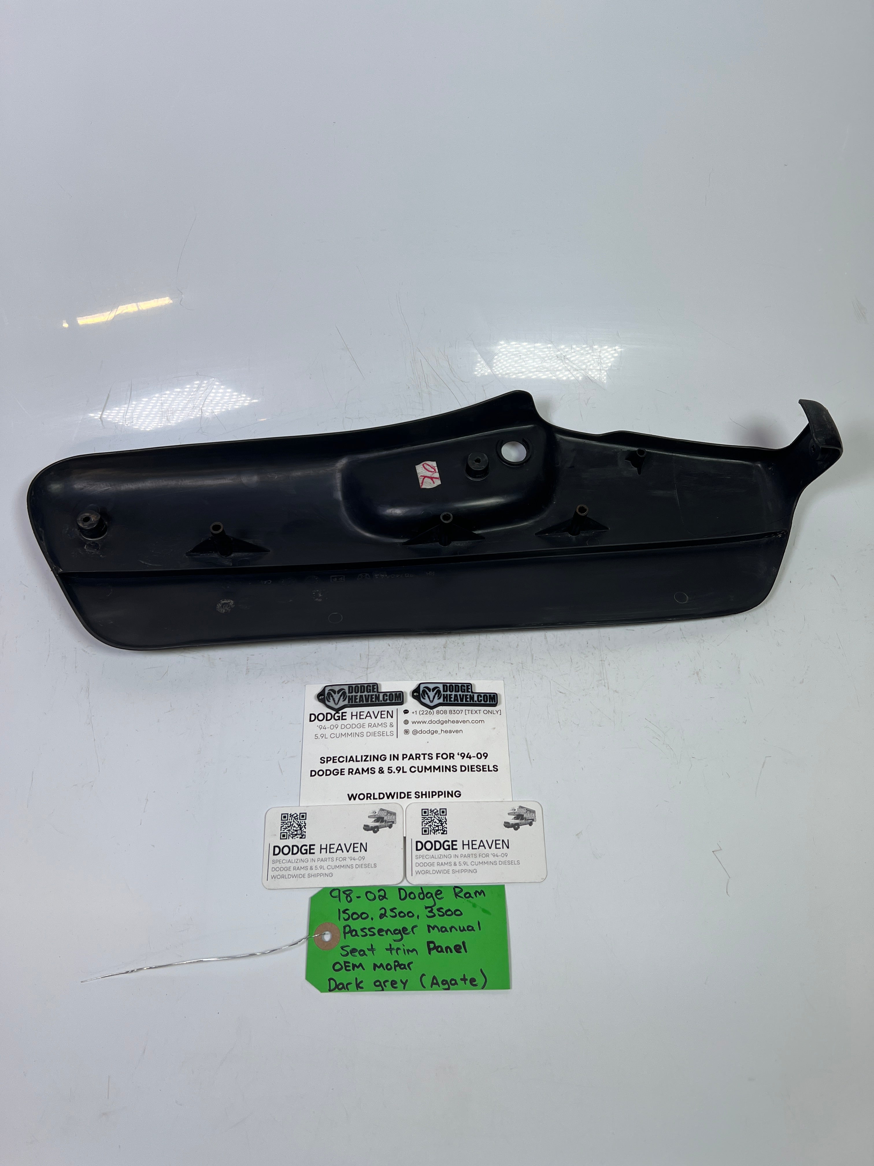 1998-2002 Dodge Ram Passenger-Side Manual Seat Side Trim Panel Agate Dark Grey (OEM)