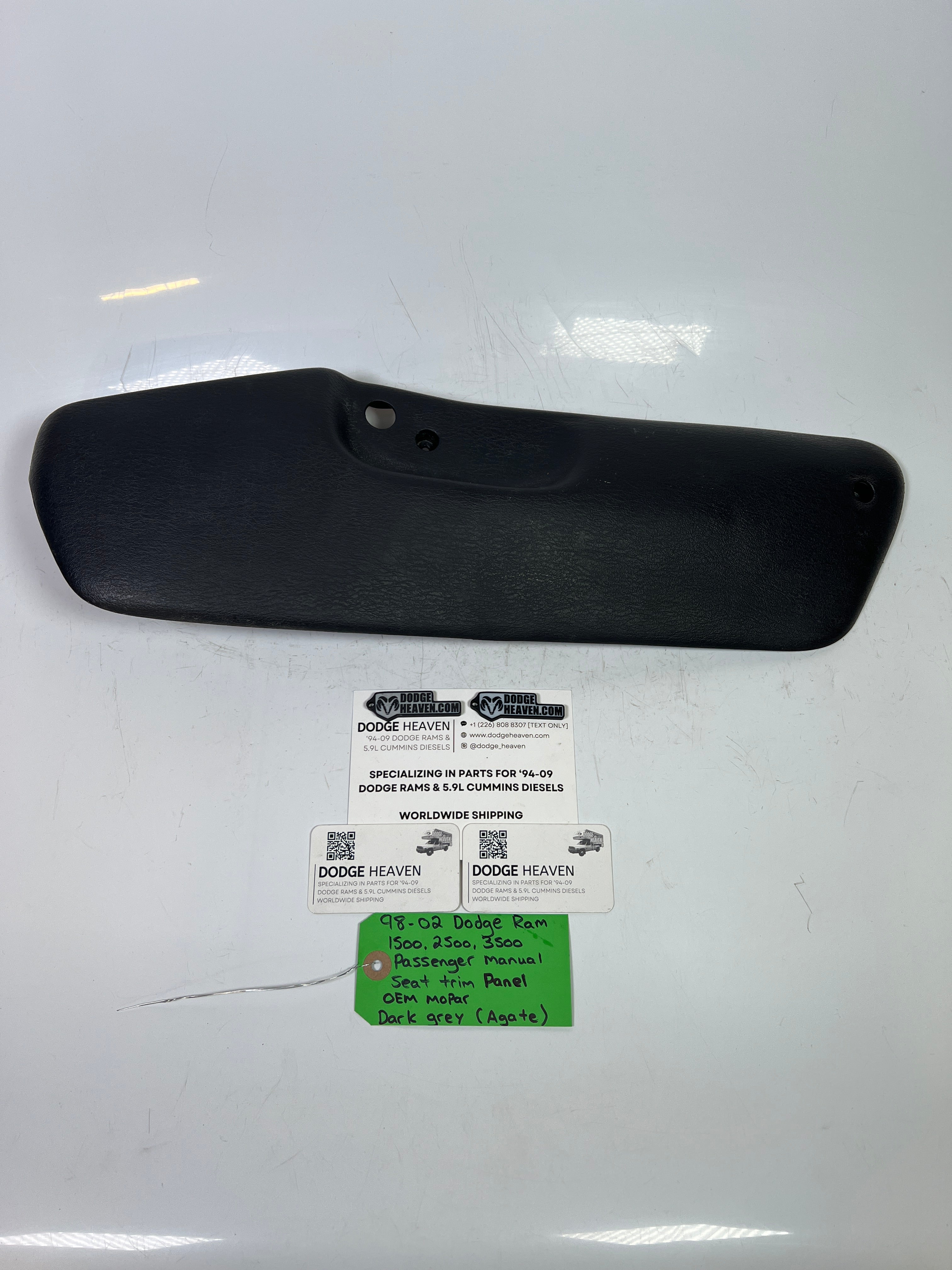 1998-2002 Dodge Ram Passenger-Side Manual Seat Side Trim Panel Agate Dark Grey (OEM)