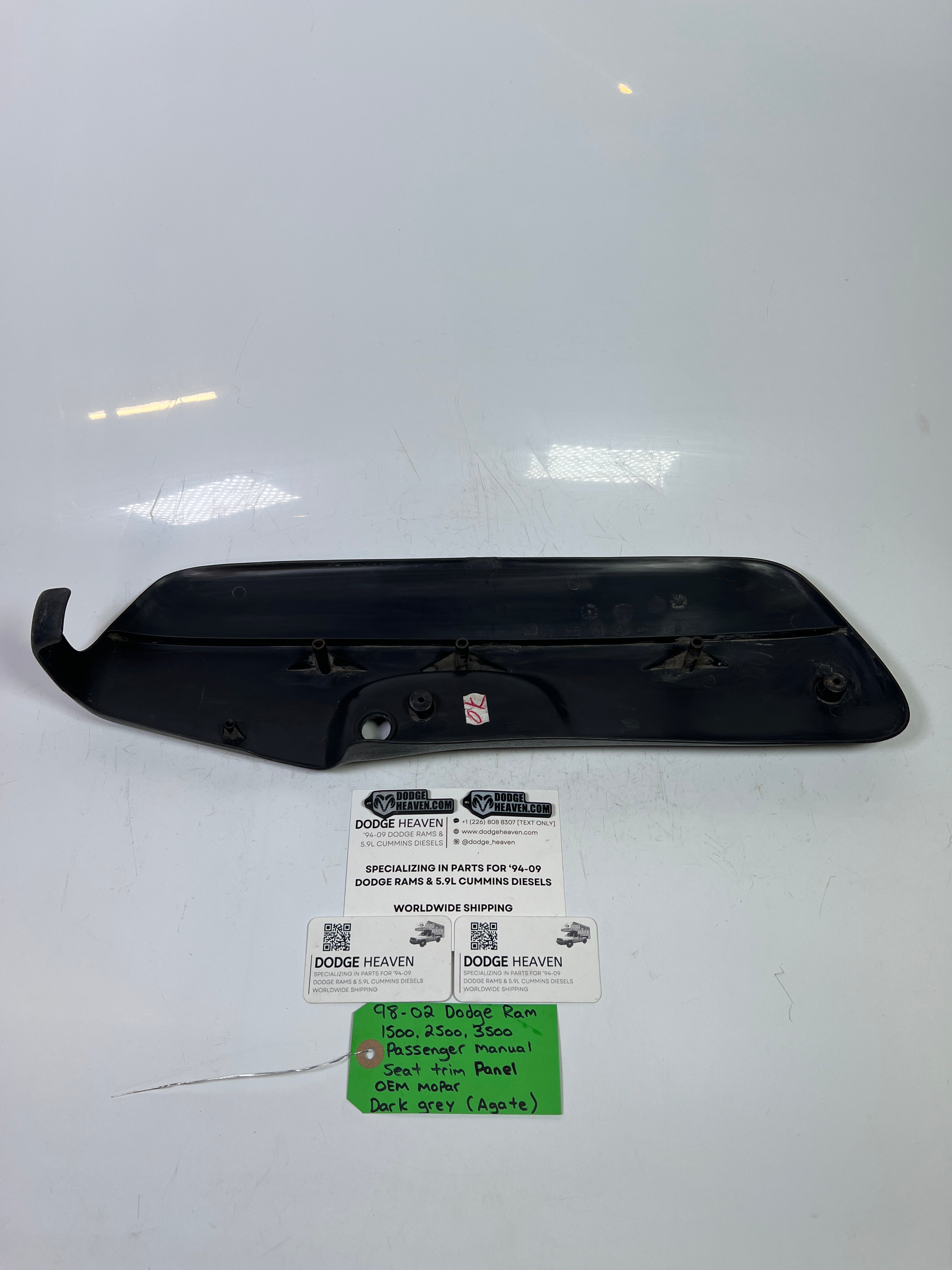 1998-2002 Dodge Ram Passenger-Side Manual Seat Side Trim Panel Agate Dark Grey (OEM)