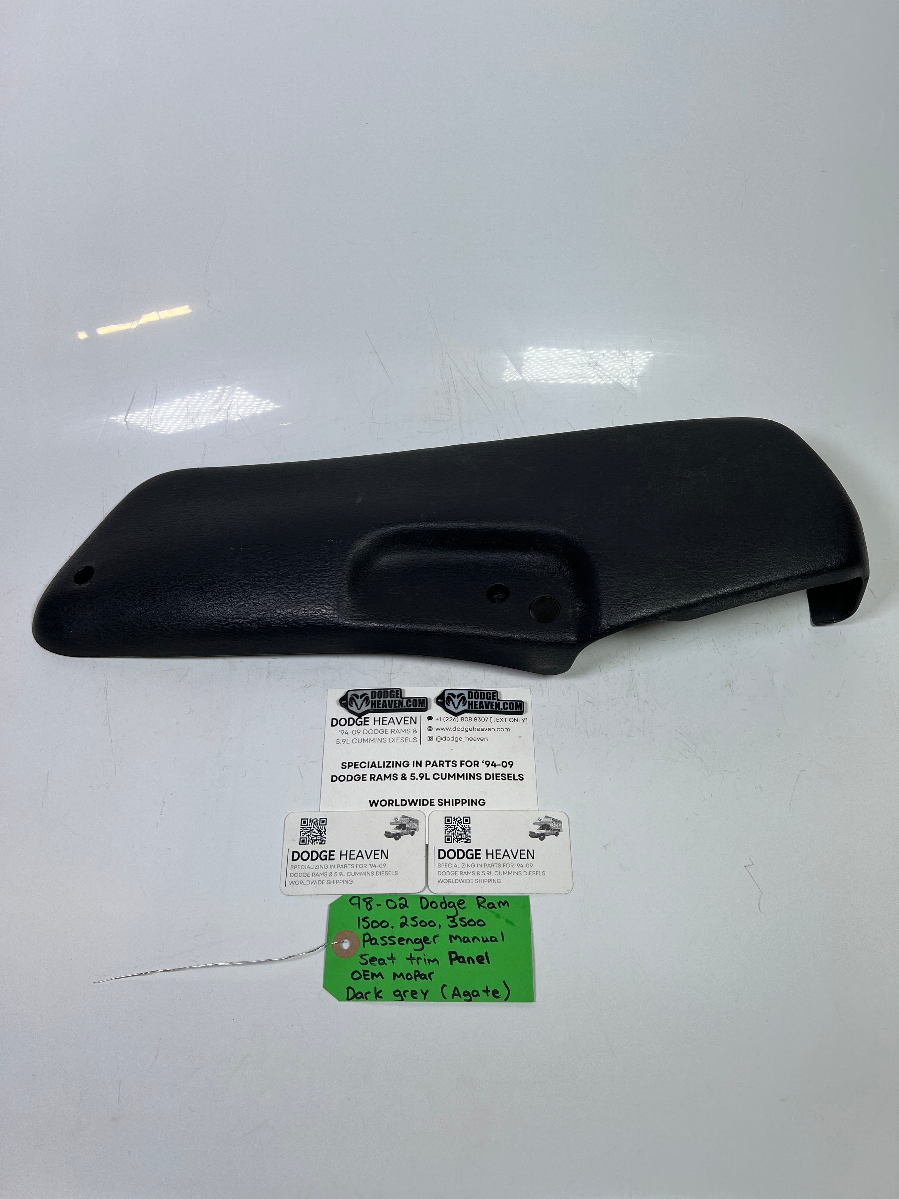 1998-2002 Dodge Ram Passenger-Side Manual Seat Side Trim Panel Agate Dark Grey (OEM)