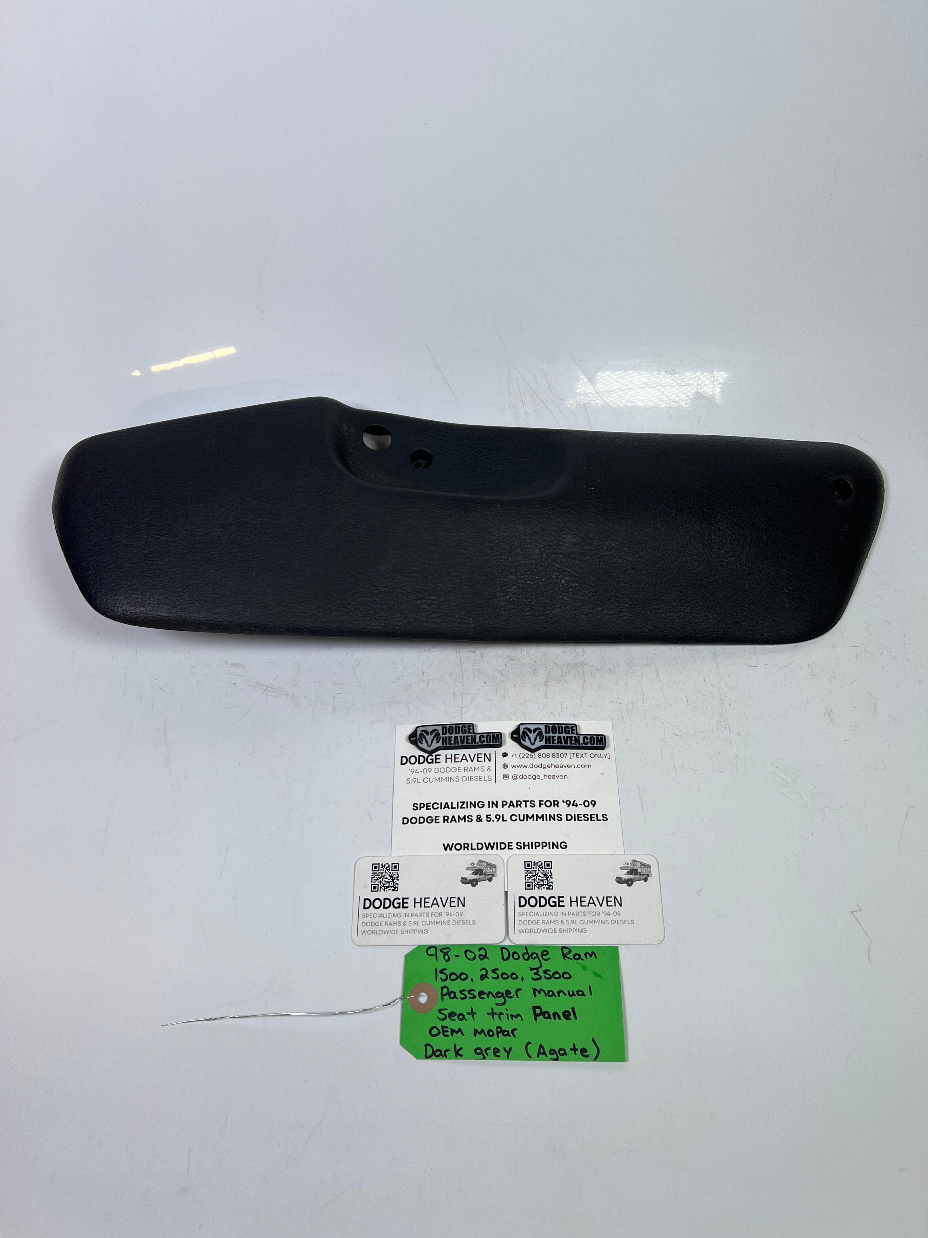 1998-2002 Dodge Ram Passenger-Side Manual Seat Side Trim Panel Agate Dark Grey (OEM)