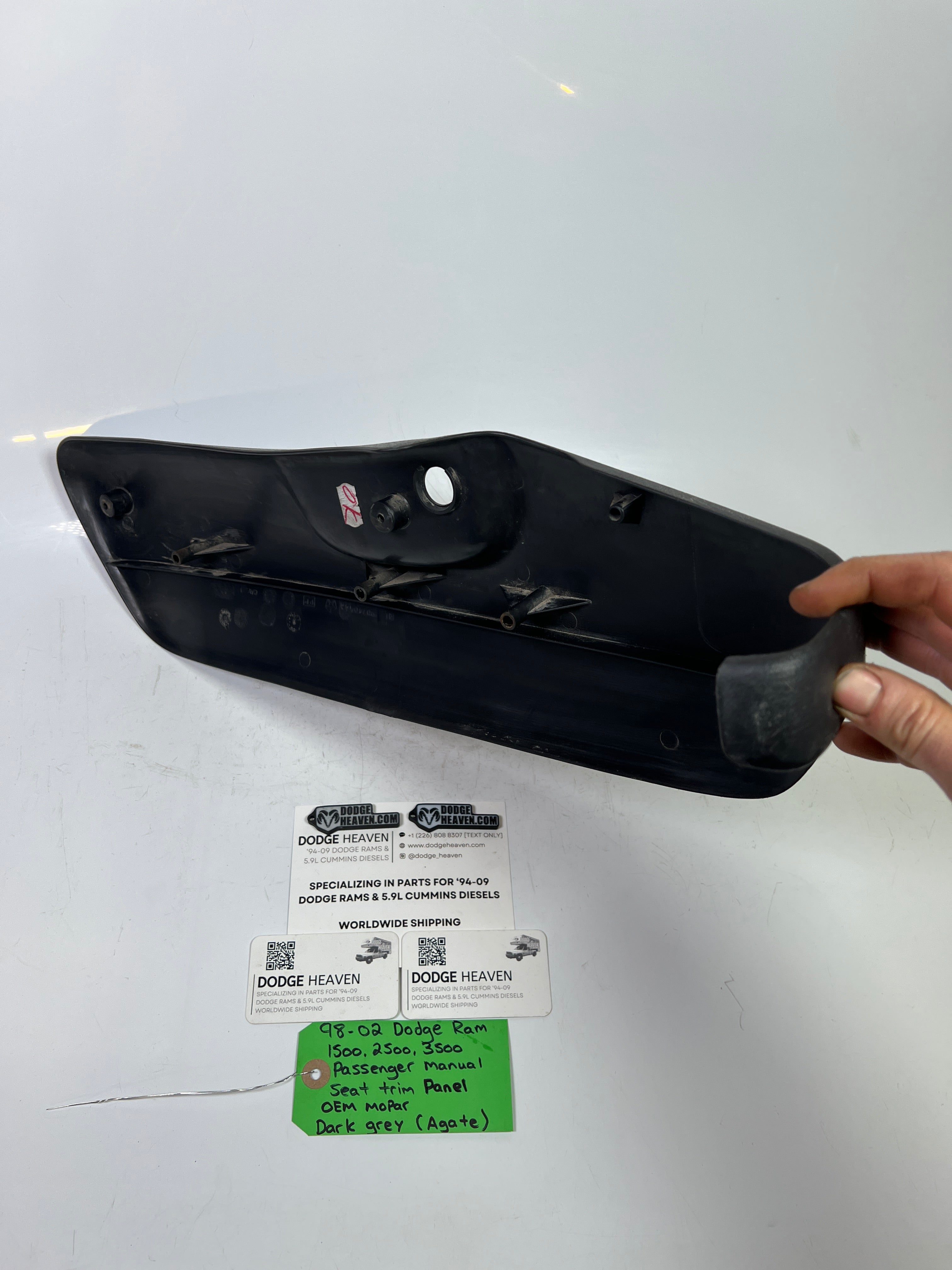 1998-2002 Dodge Ram Passenger-Side Manual Seat Side Trim Panel Agate Dark Grey (OEM)